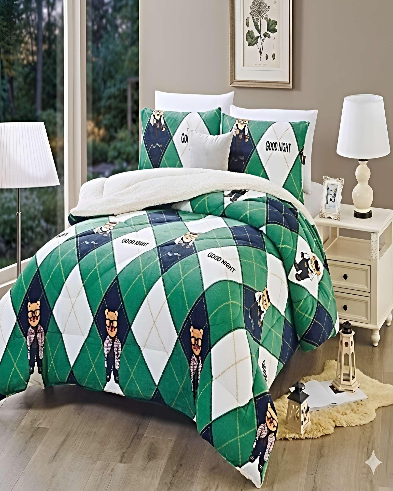 COBERTOR DE INVIERNO PLUSH 2 PLAZAS 230X250CM VERDE-2