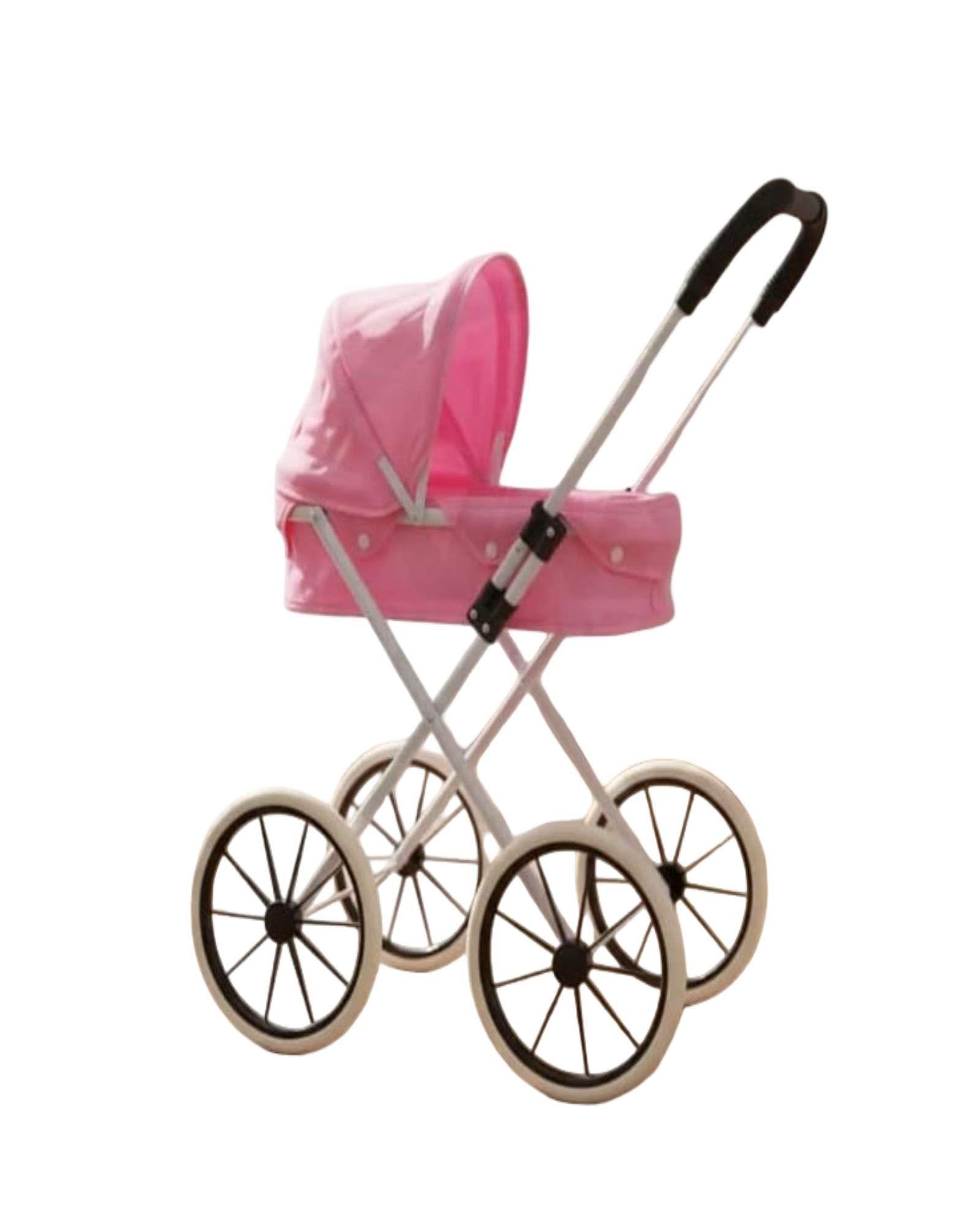 Cochecito de Muñecas Clásico Plegable Rosa-0