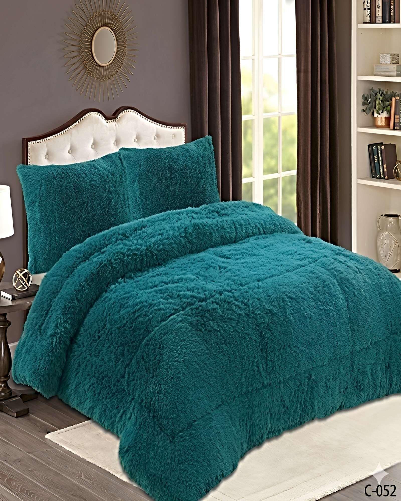 COBERTOR DE INVIERNO PELUDO 2 PLAZAS 230X250CM TURQUESA-2