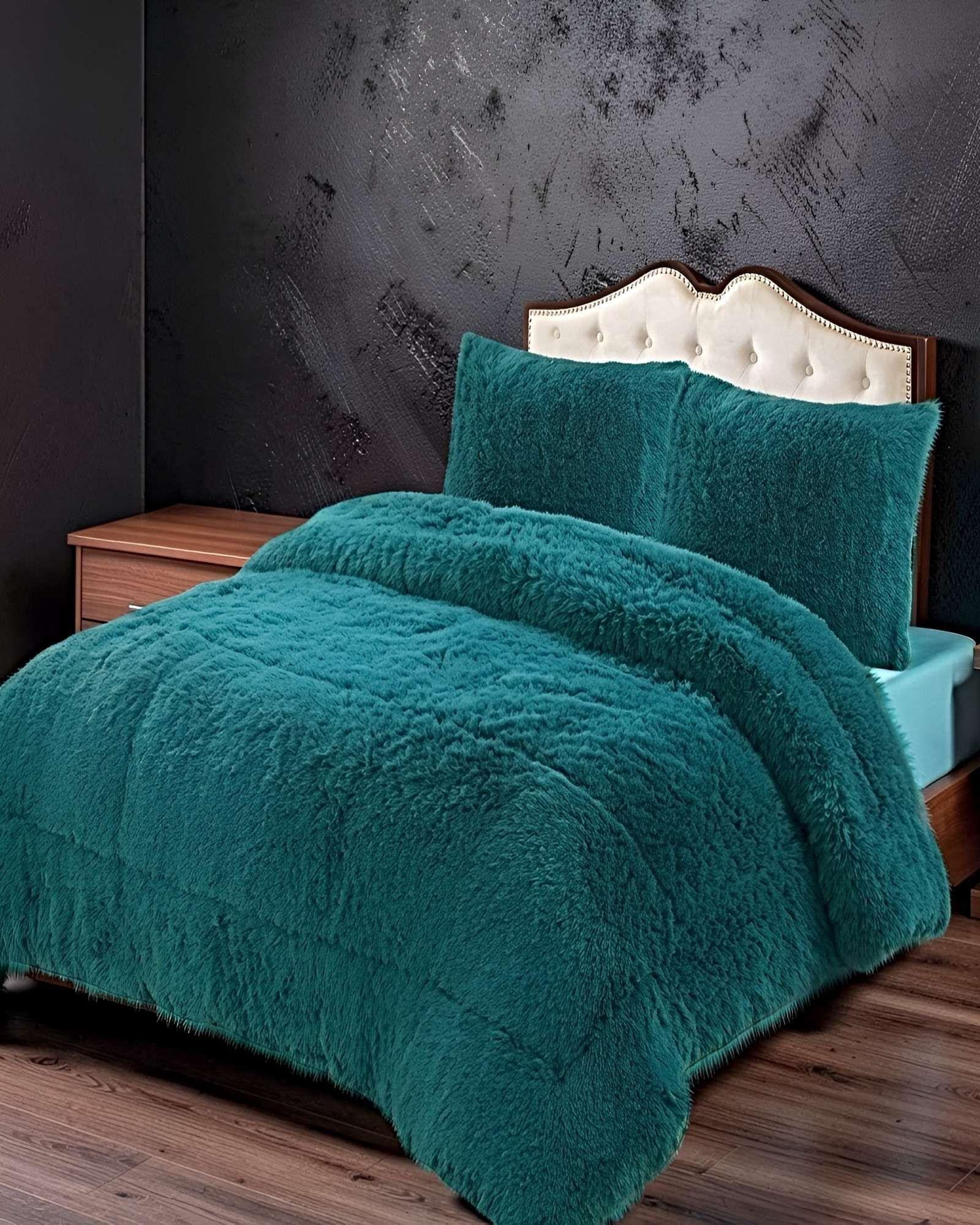 COBERTOR DE INVIERNO PELUDO 2 PLAZAS 230X250CM TURQUESA-3