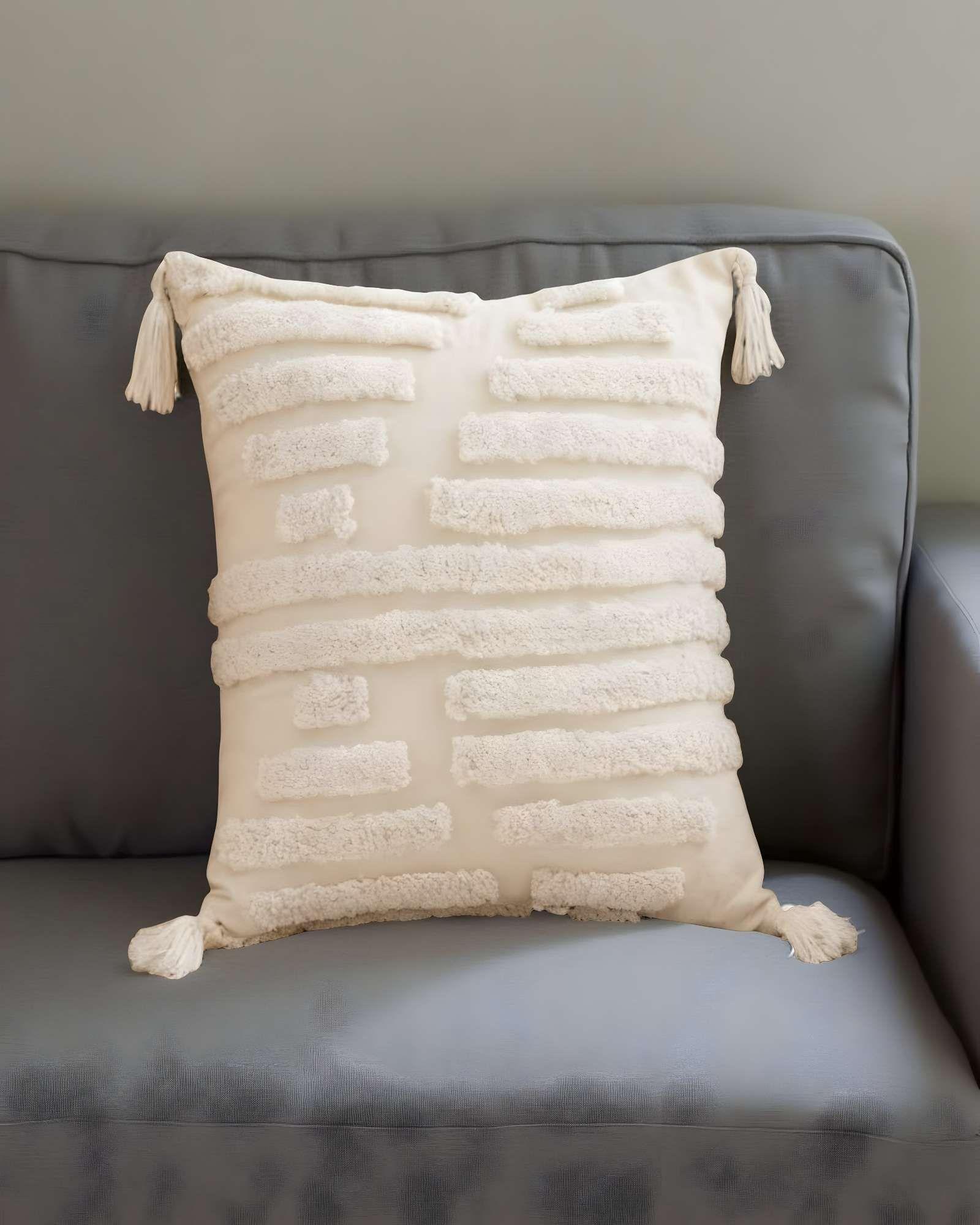 PACK DE 4 FUNDAS DE COJIN TUFTING 45X45 CM BEIGE 03-2