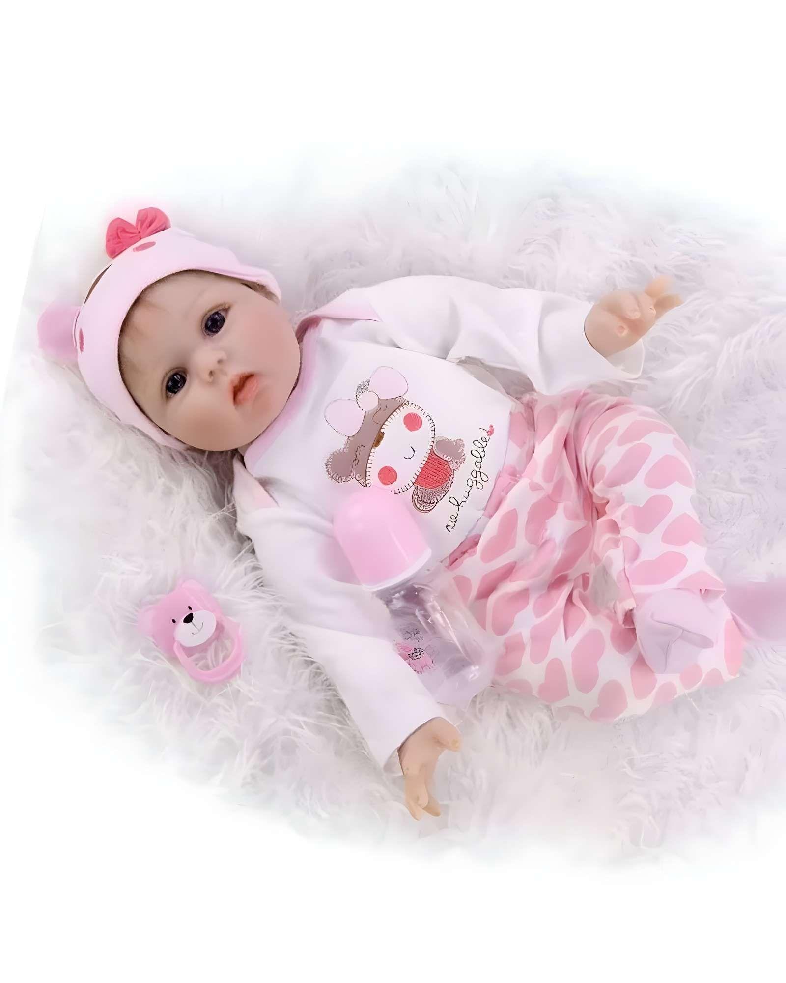 MUÑECA INFANTIL BEBE REALISTA SILICONA ROSADO R1-1