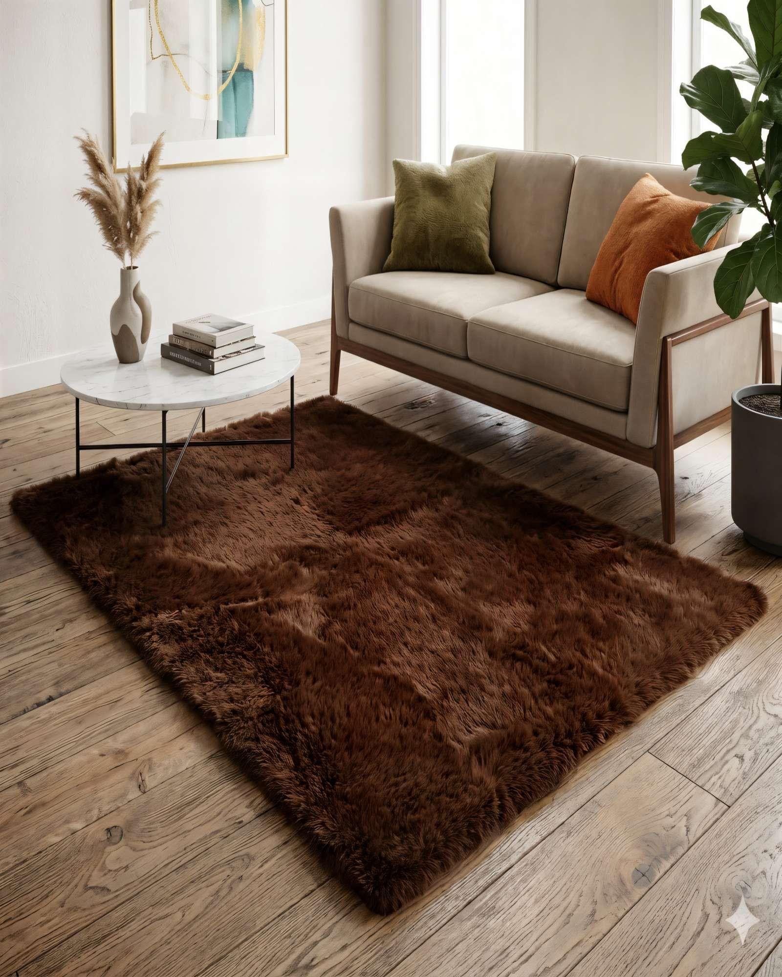 ALFOMBRA PELUDA 200X240  PREMIUM COLOR MARRON-3