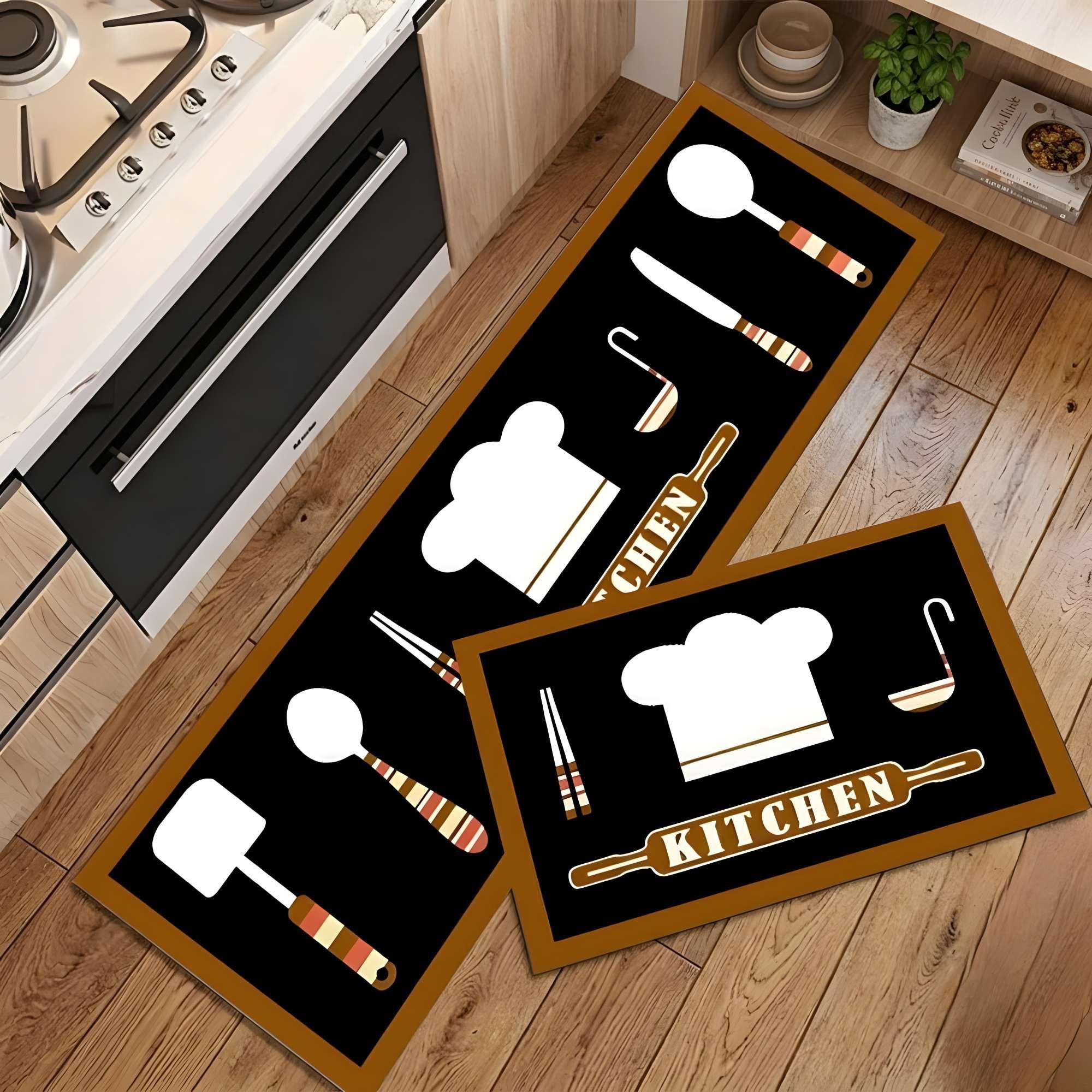 SET DE 2 ALFOMBRAS DE GOMA MINIMALISTAS PARA COCINA B11-0