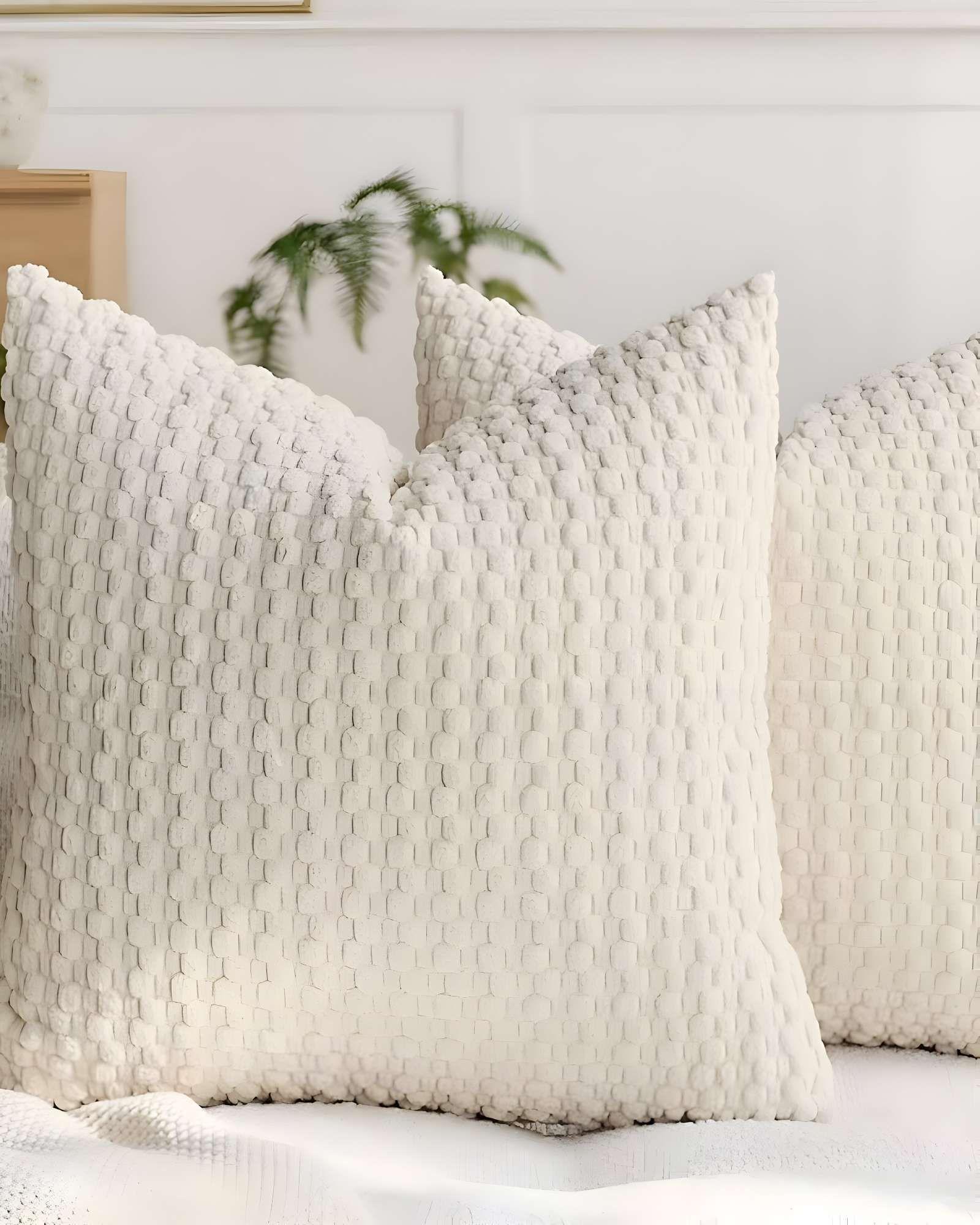 PACK DE 4 FUNDAS DE COJINES DISEÑO DE MAIZ 45CM X 45 CM BLANCO-3