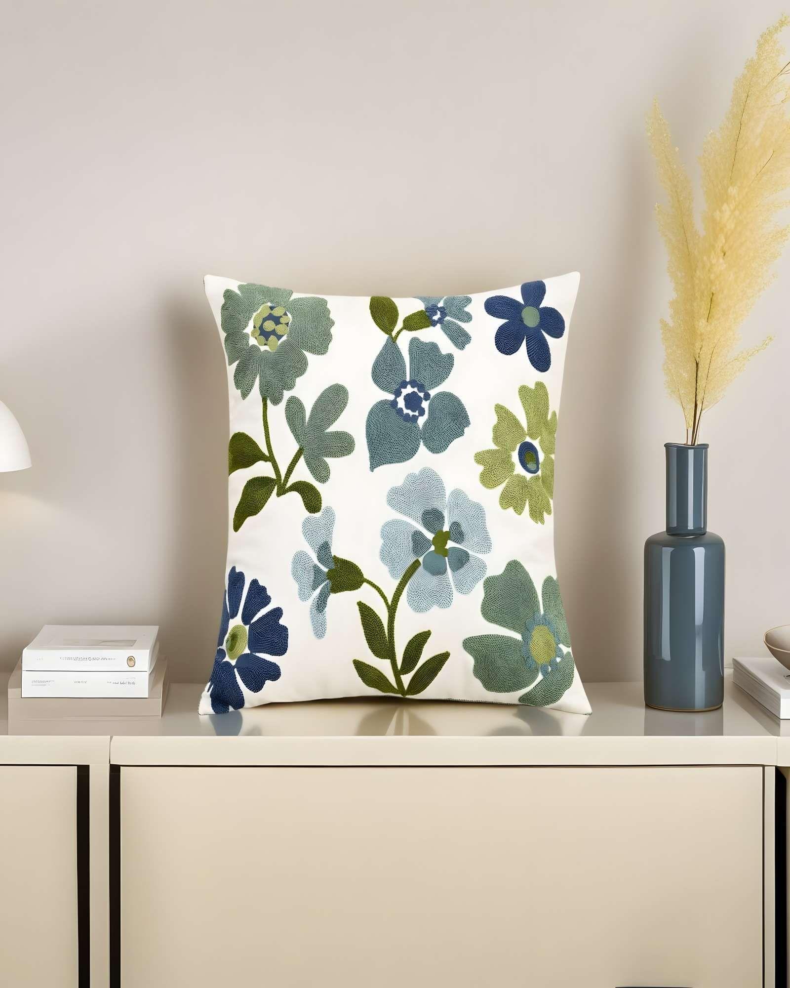 PACK DE 4 FUNDAS DE COJIN BORDADAS 45X45CM BLANCO 11-3