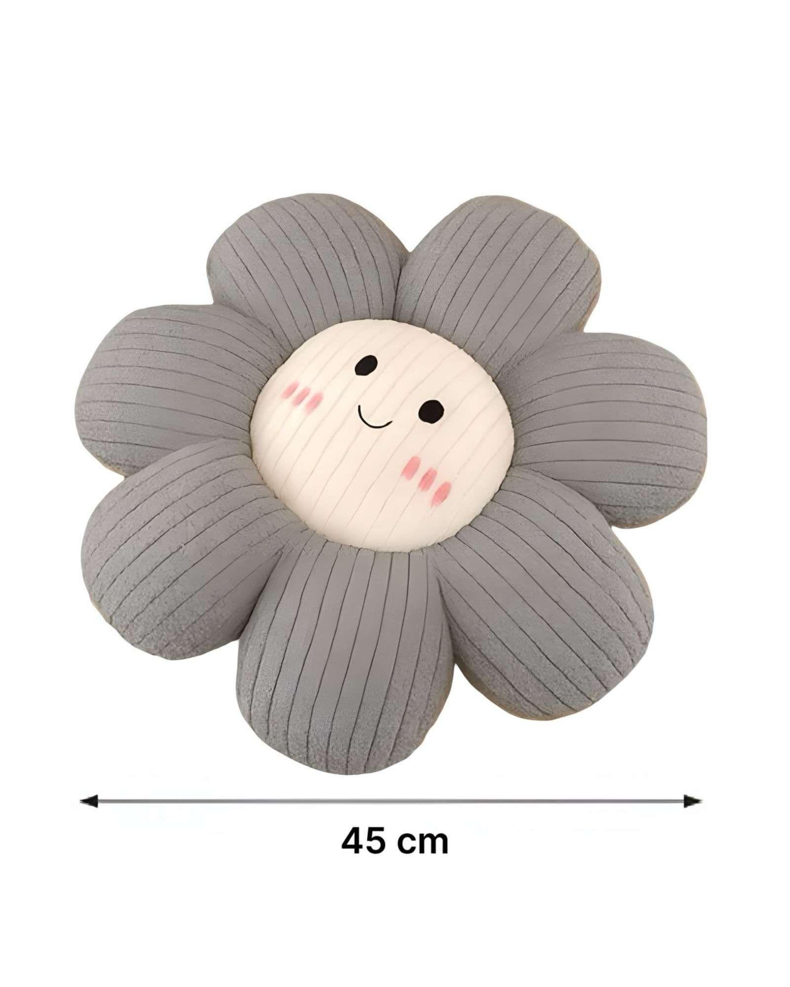 COJIN DECORATIVO FLOR KAWAII 45CM GRIS-1