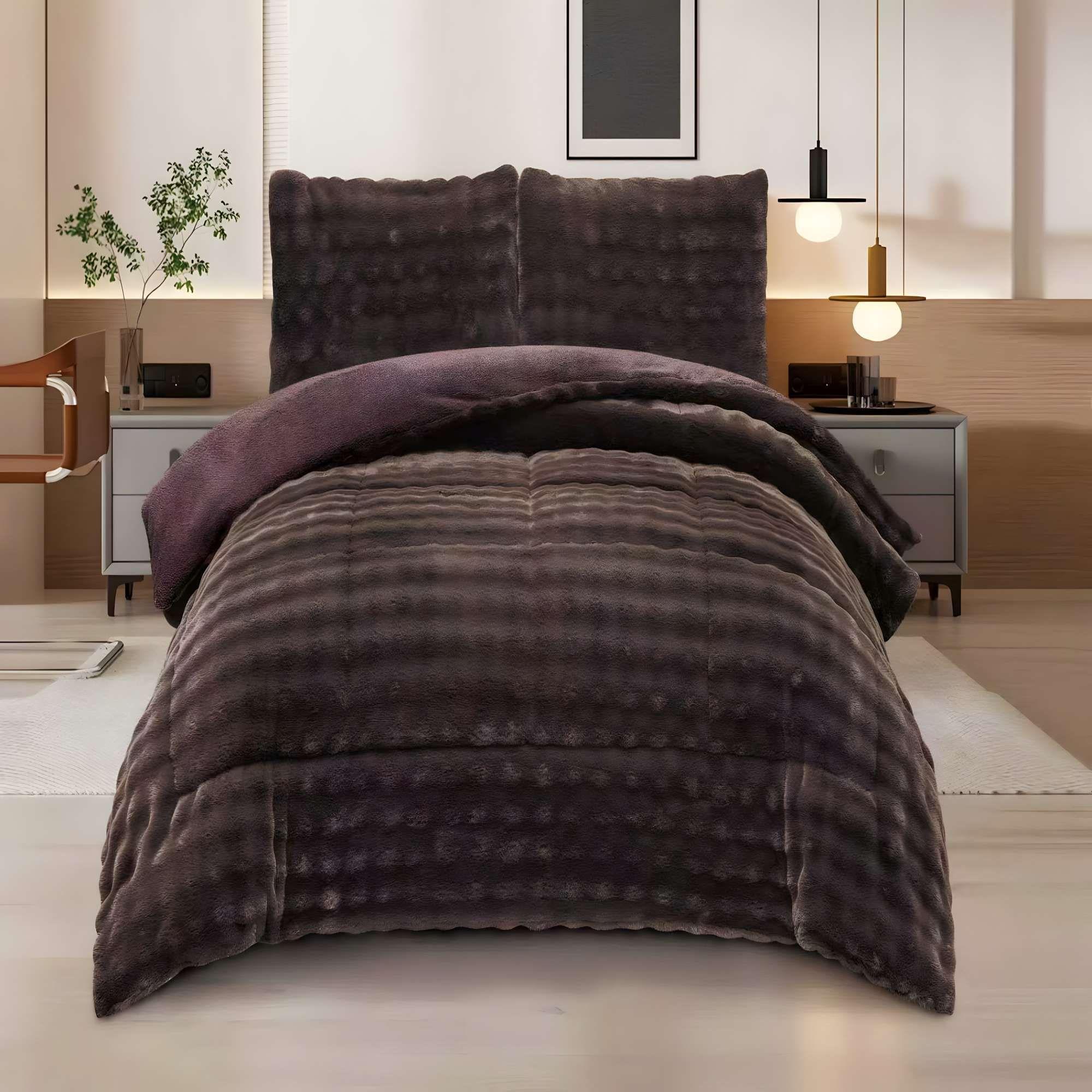 COBERTOR ALTO CONFORT 2 PLAZA 230CM X 250CM COLOR CAFÉ -2