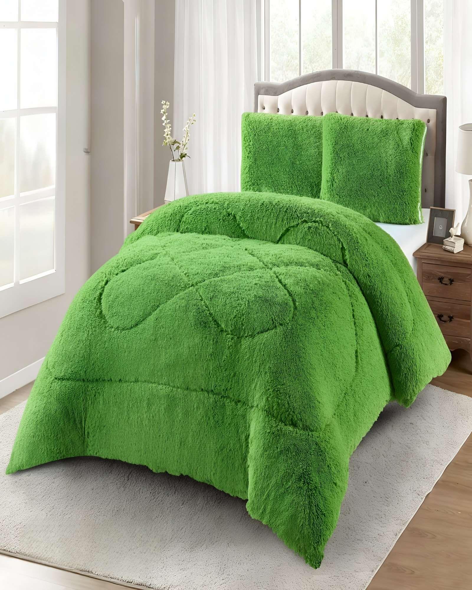 COBERTORES DE PELUDOS CON CHIPORRO KING 250X270CM VERDE-2