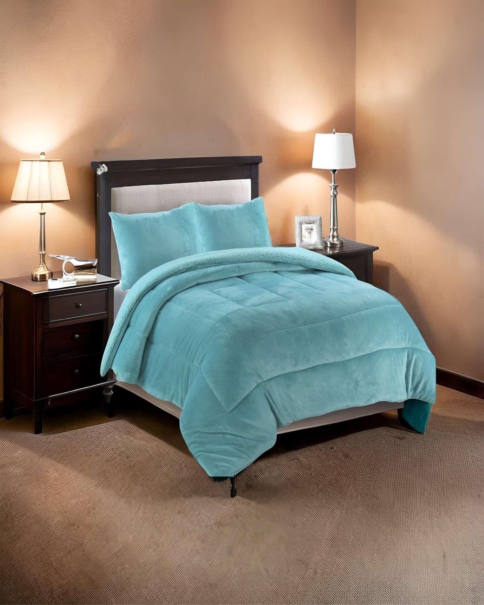 COBERTOR CON CHIPORRO 2 PLAZAS 230X250CM CELESTE B16-2