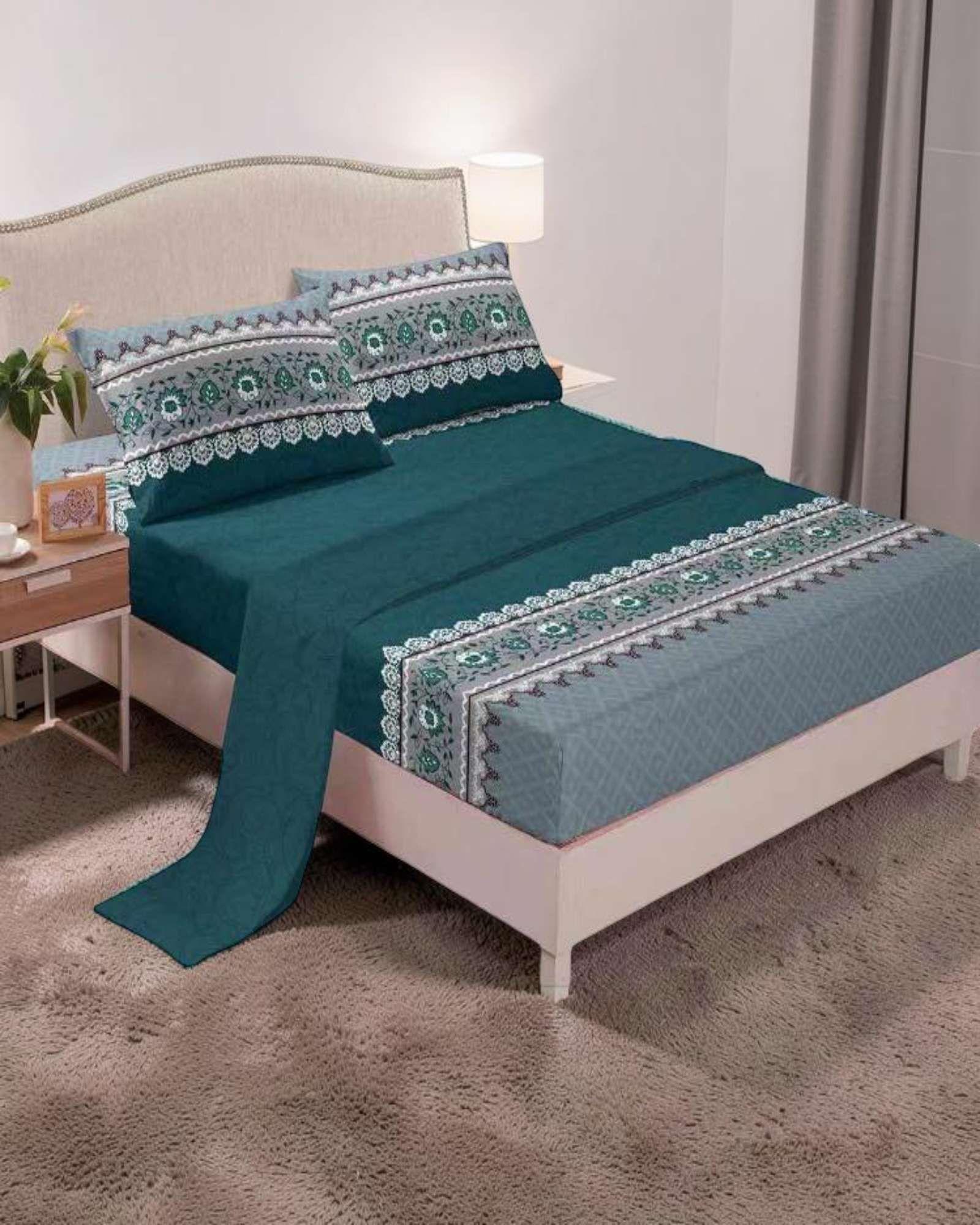 JUEGO DE SABANAS 200 HILOS  2 PLAZAS CON DISEÑO S08-2