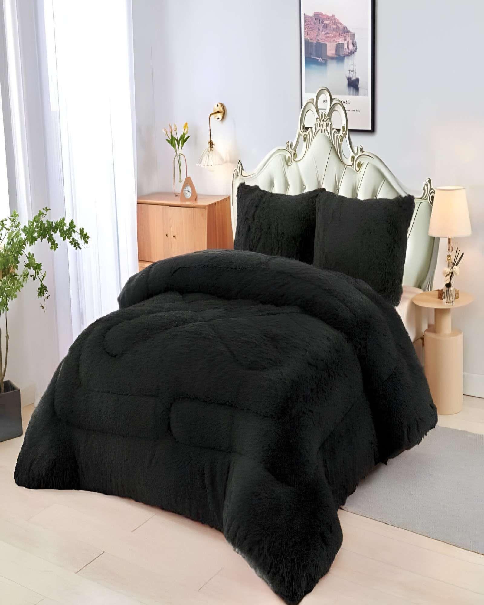 COBERTOR PELUDO CON CHIPORRO 2 PLAZAS 230X250CMNEGRO-2