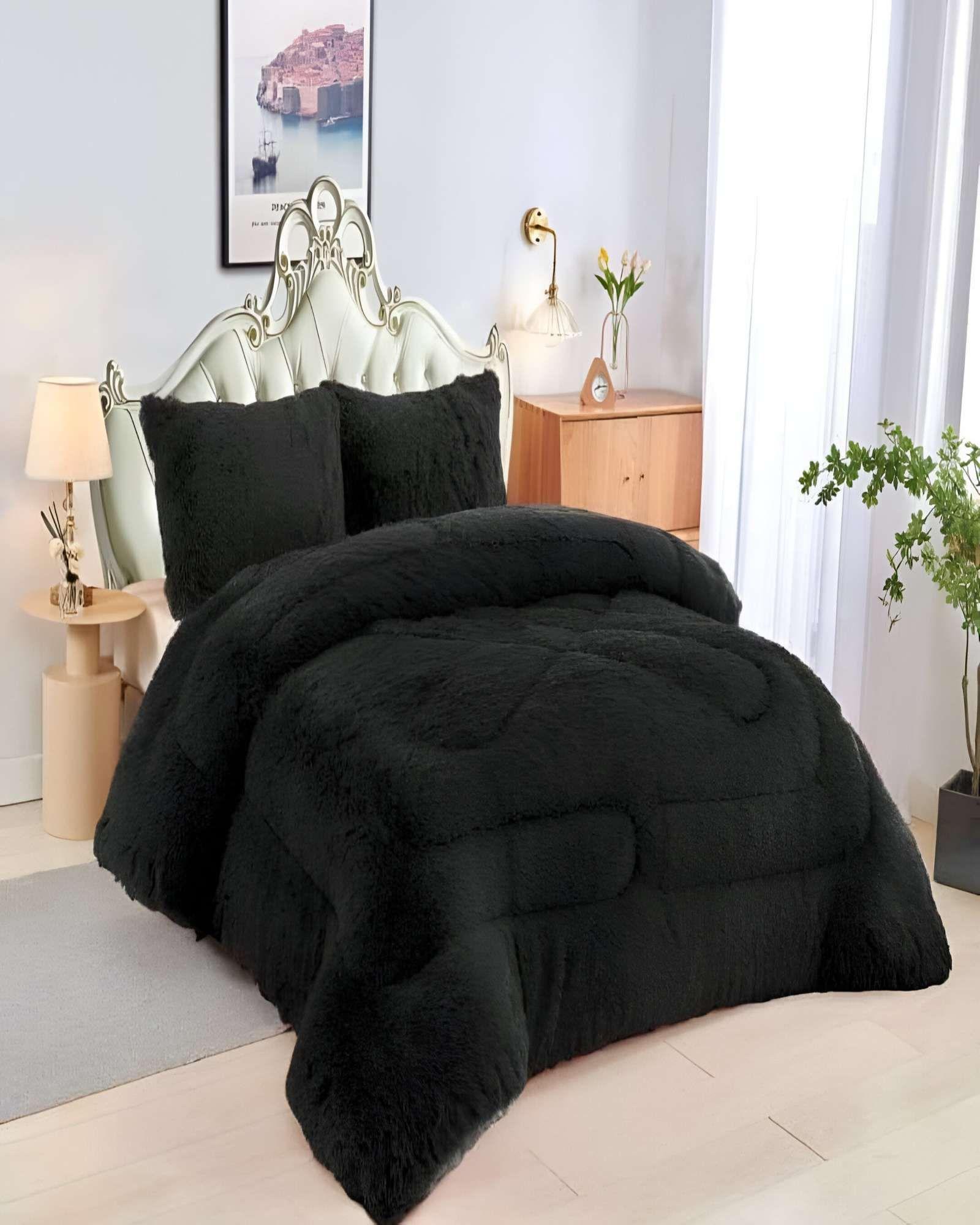 COBERTOR PELUDO CON CHIPORRO 2 PLAZAS 230X250CMNEGRO-3