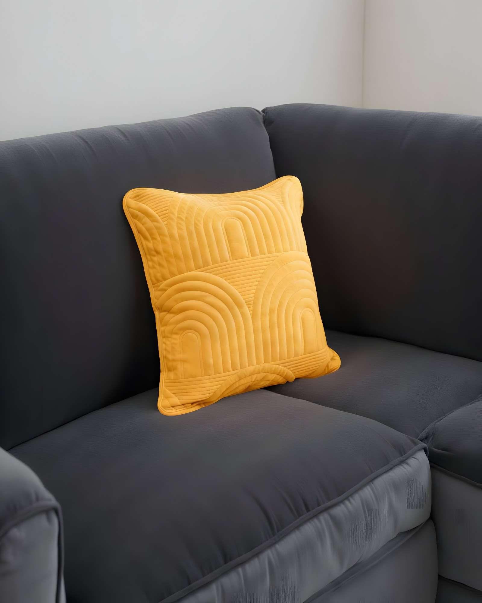 PACK DE 2 FUNDAS DE COJIN SERIE ARCO 45X45 CM AMARILLO-3