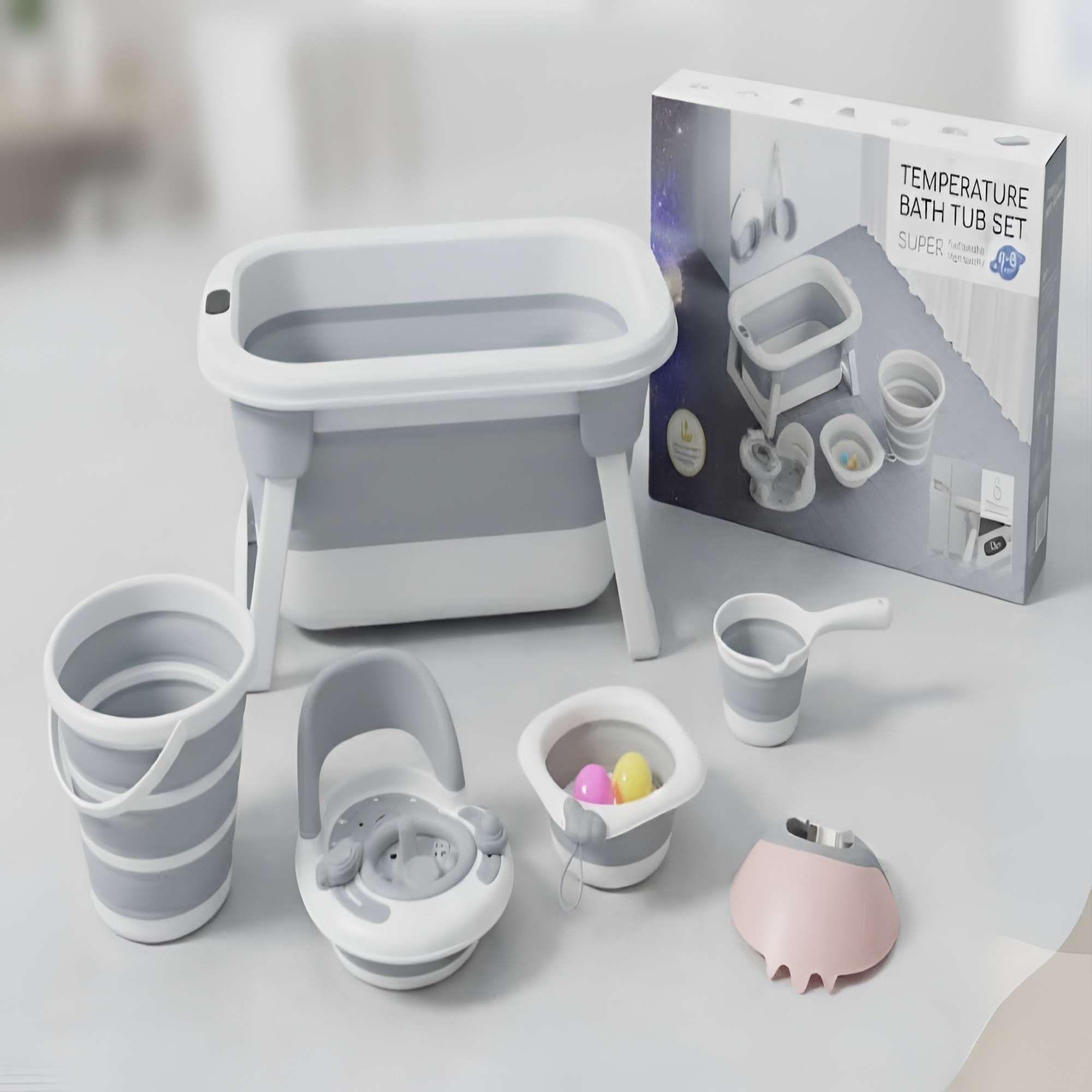 BAÑERA PORTATIL CON MULTIPLES ACCESORIOS COLOR GRIS -0