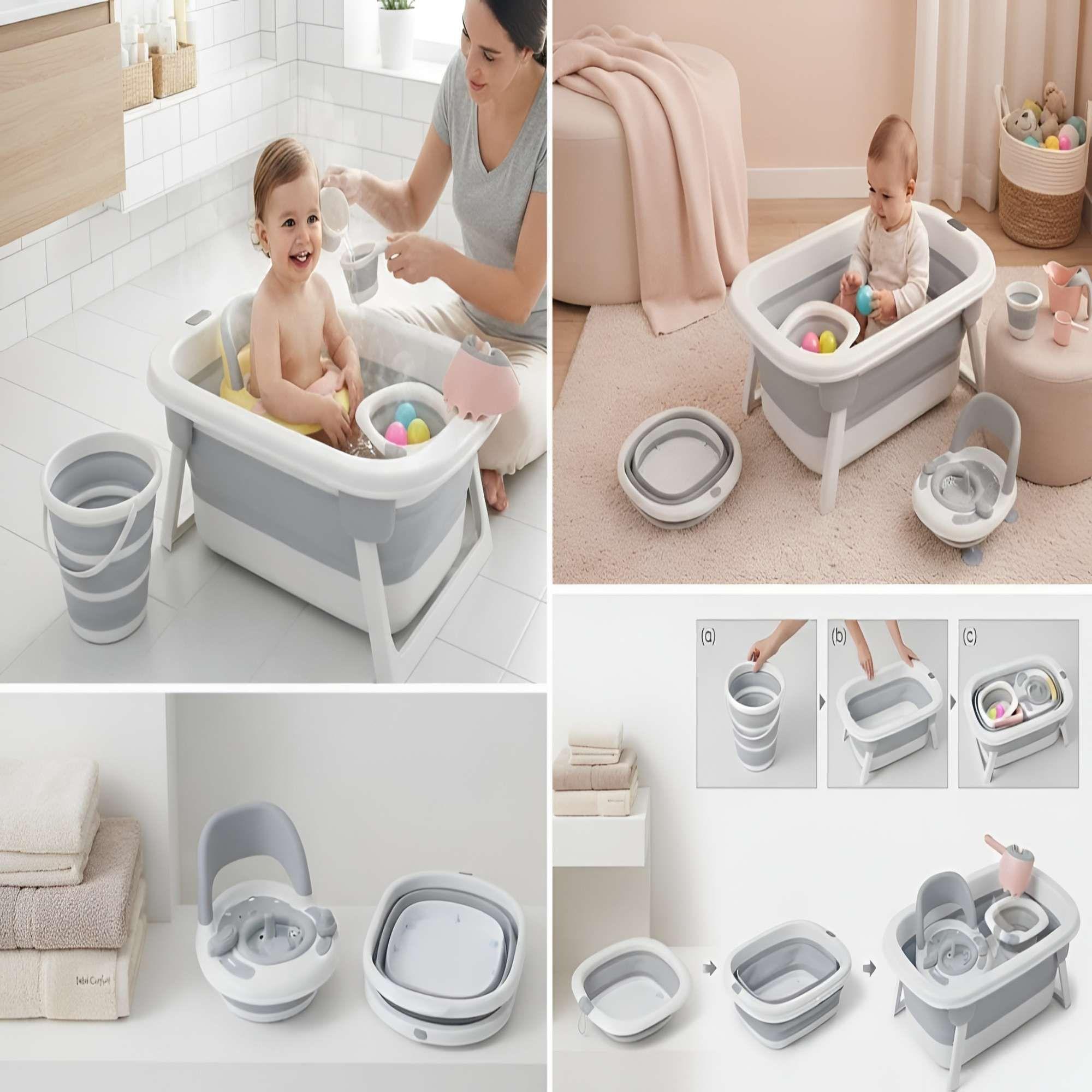BAÑERA PORTATIL CON MULTIPLES ACCESORIOS COLOR GRIS -2