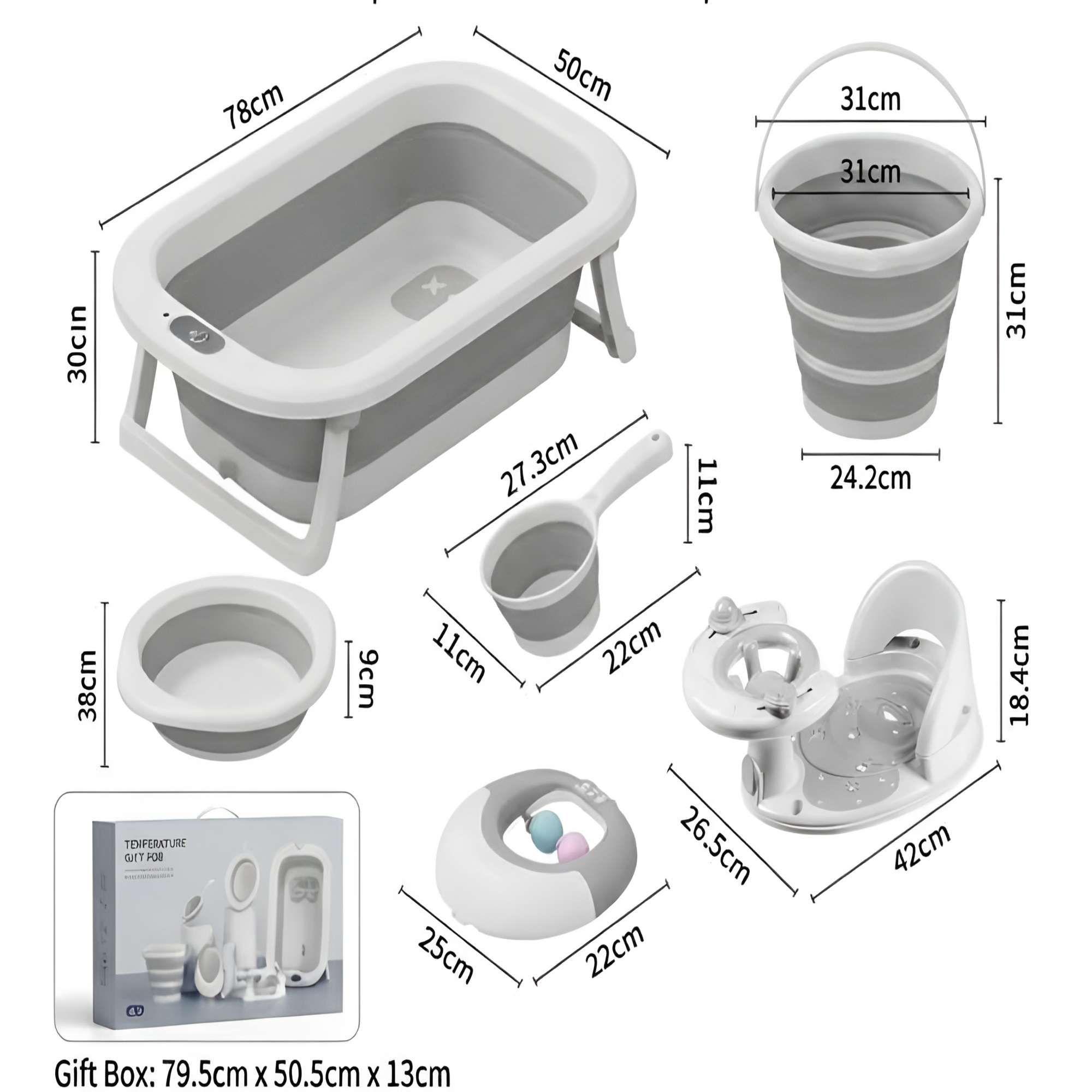 BAÑERA PORTATIL CON MULTIPLES ACCESORIOS COLOR GRIS -3