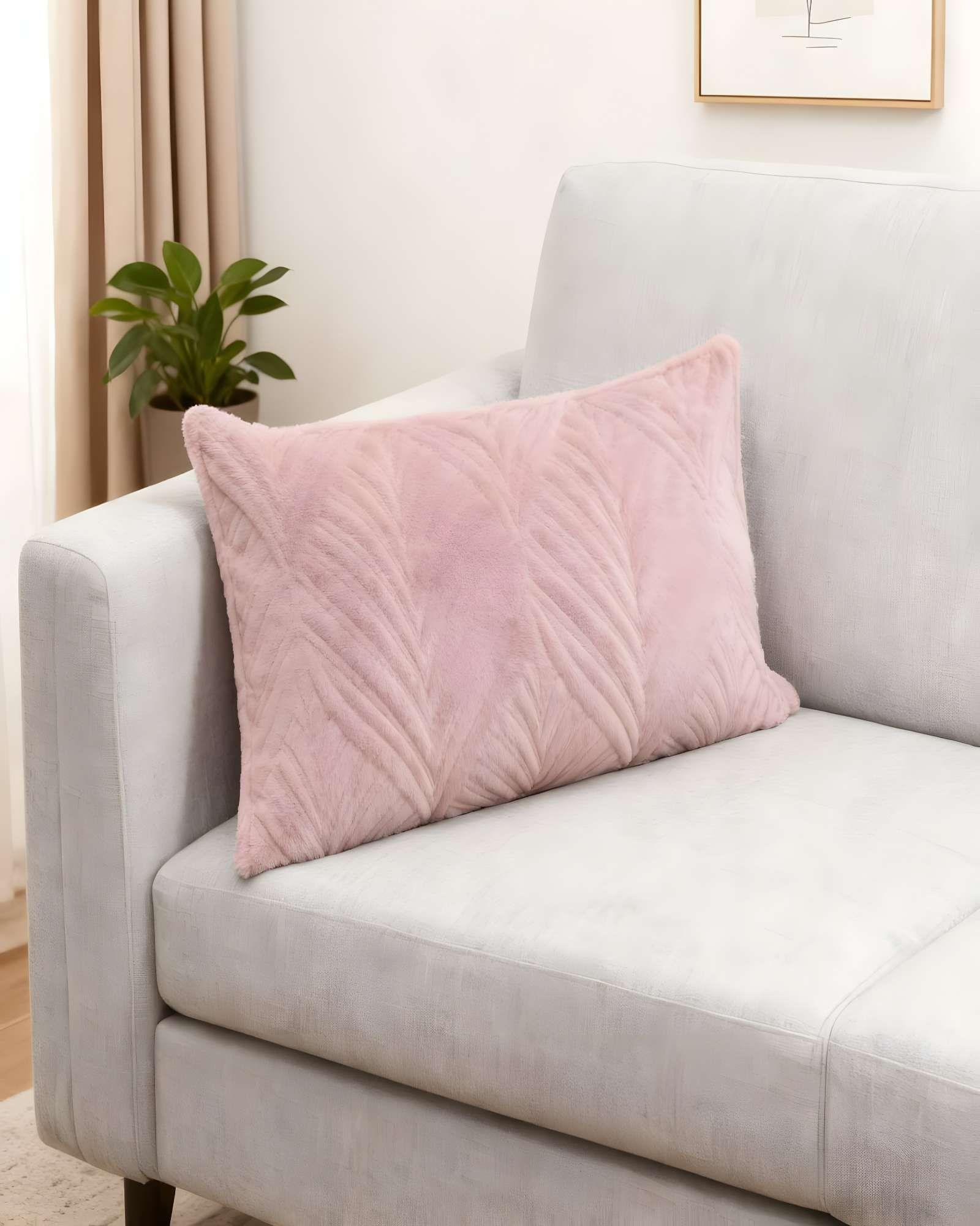 PACK DE 4 FUNDAS DE COJIN SERIE HOJAS 30X50 CM ROSA-2