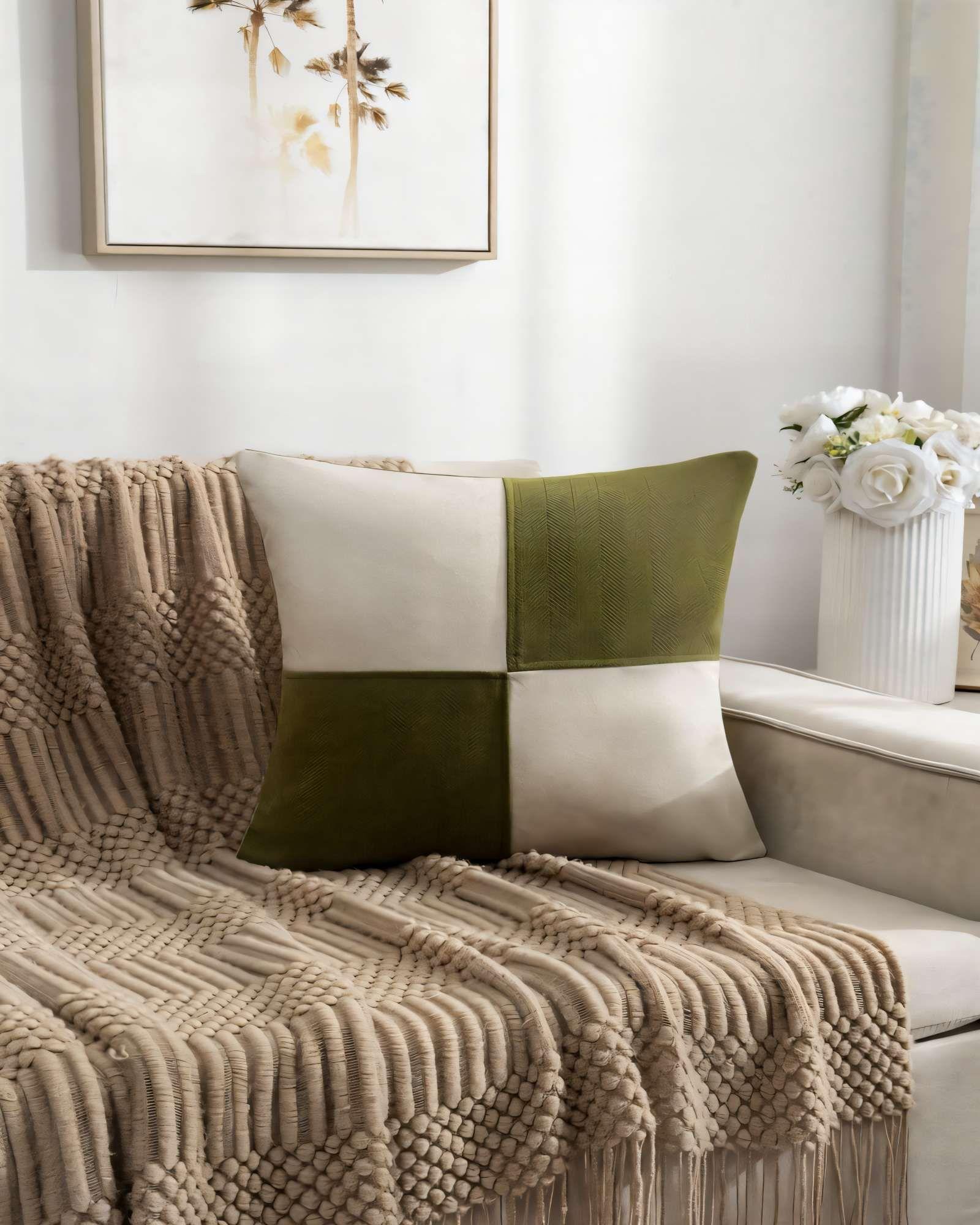 PACK DE 4 FUNDAS DE COJIN 45CMX45CM CHENILLE ROMBO COLOR VERDE-2