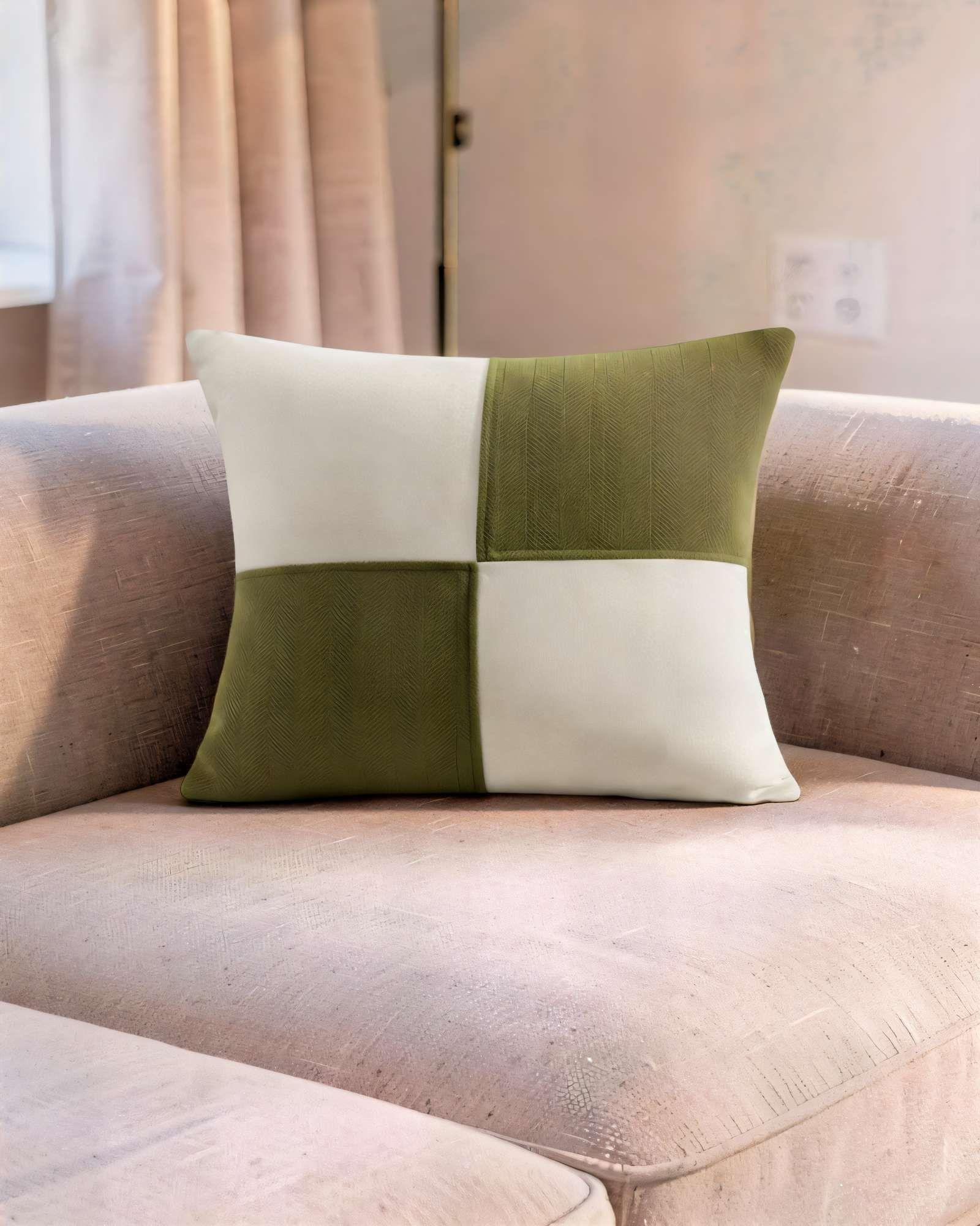 PACK DE 4 FUNDAS DE COJIN 45CMX45CM CHENILLE ROMBO COLOR VERDE-3