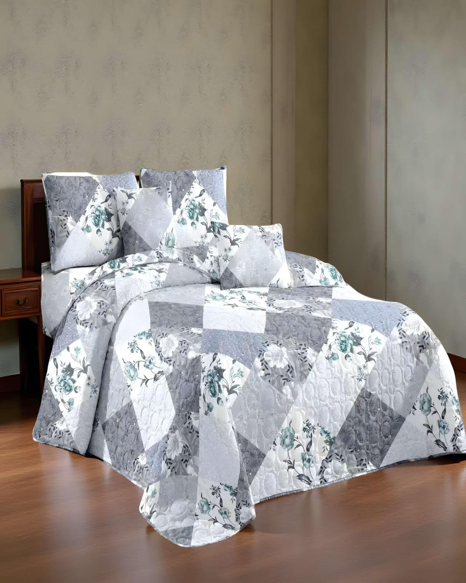 CUBRECAMA QUILT DE VERANO PLAZA Y MEDIA GRIS 03-2