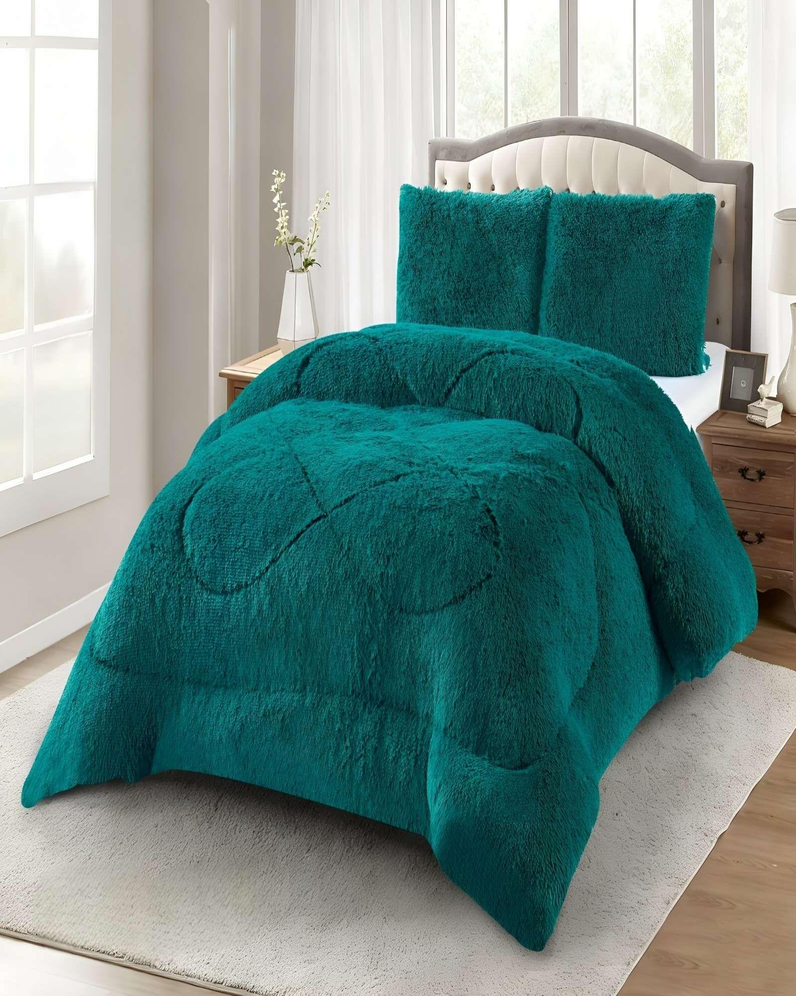 COBERTORES DE PELUDOS CON CHIPORRO KING 250X270CM TURQUESA-2