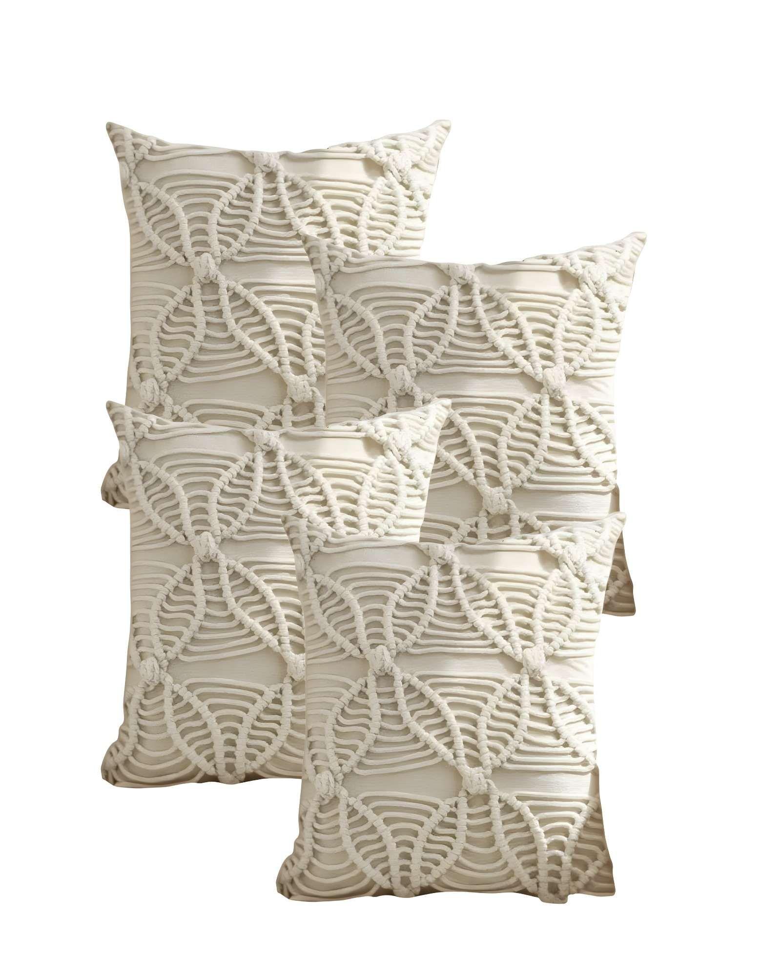 PACK DE 4 FUNDAS DE COJIN CON ESTILO BOHEMIO 45X45CM BEIGE 04-0