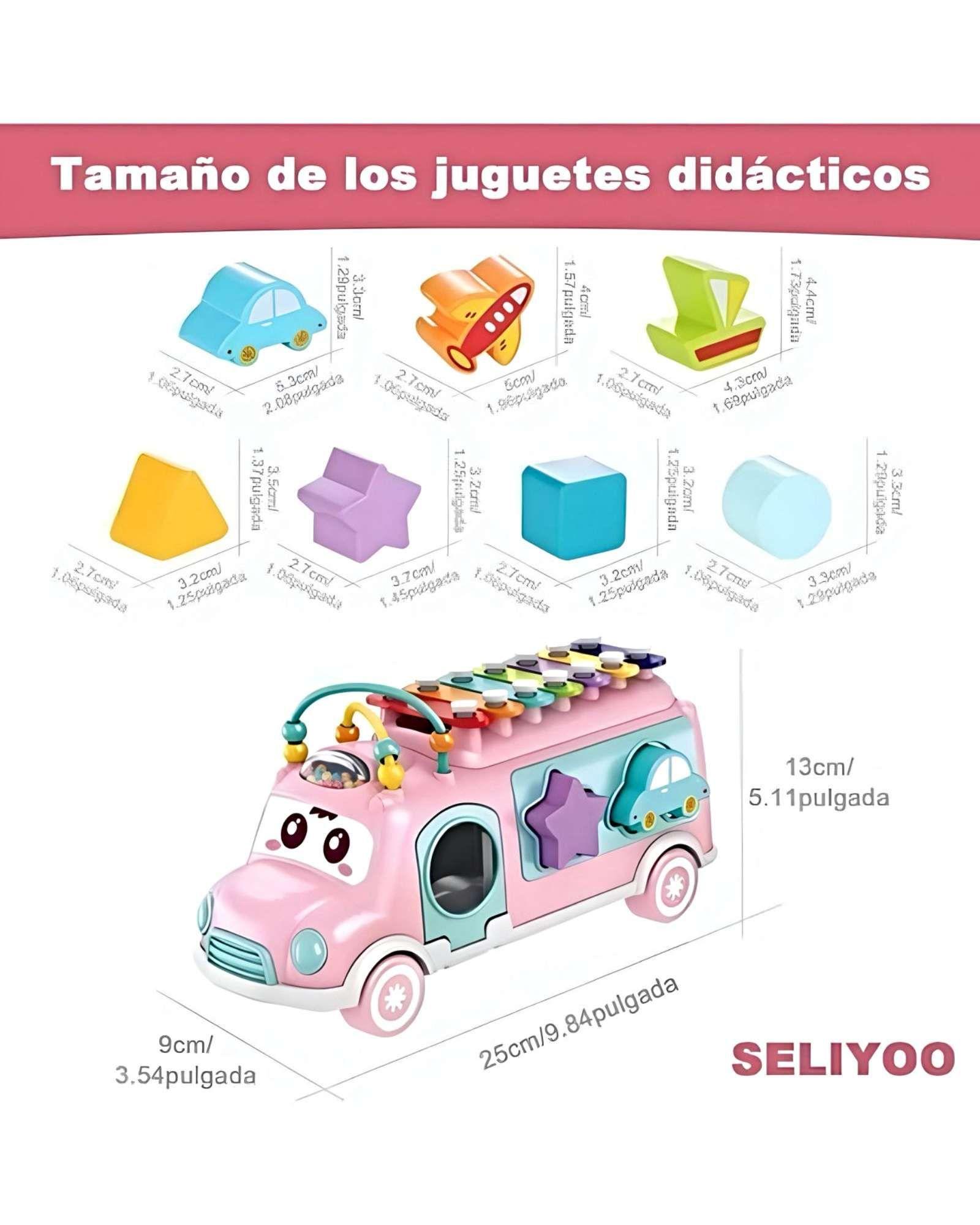 Bus de Actividades Didácticas Xilófono y Clasificador de Formas rosa-3