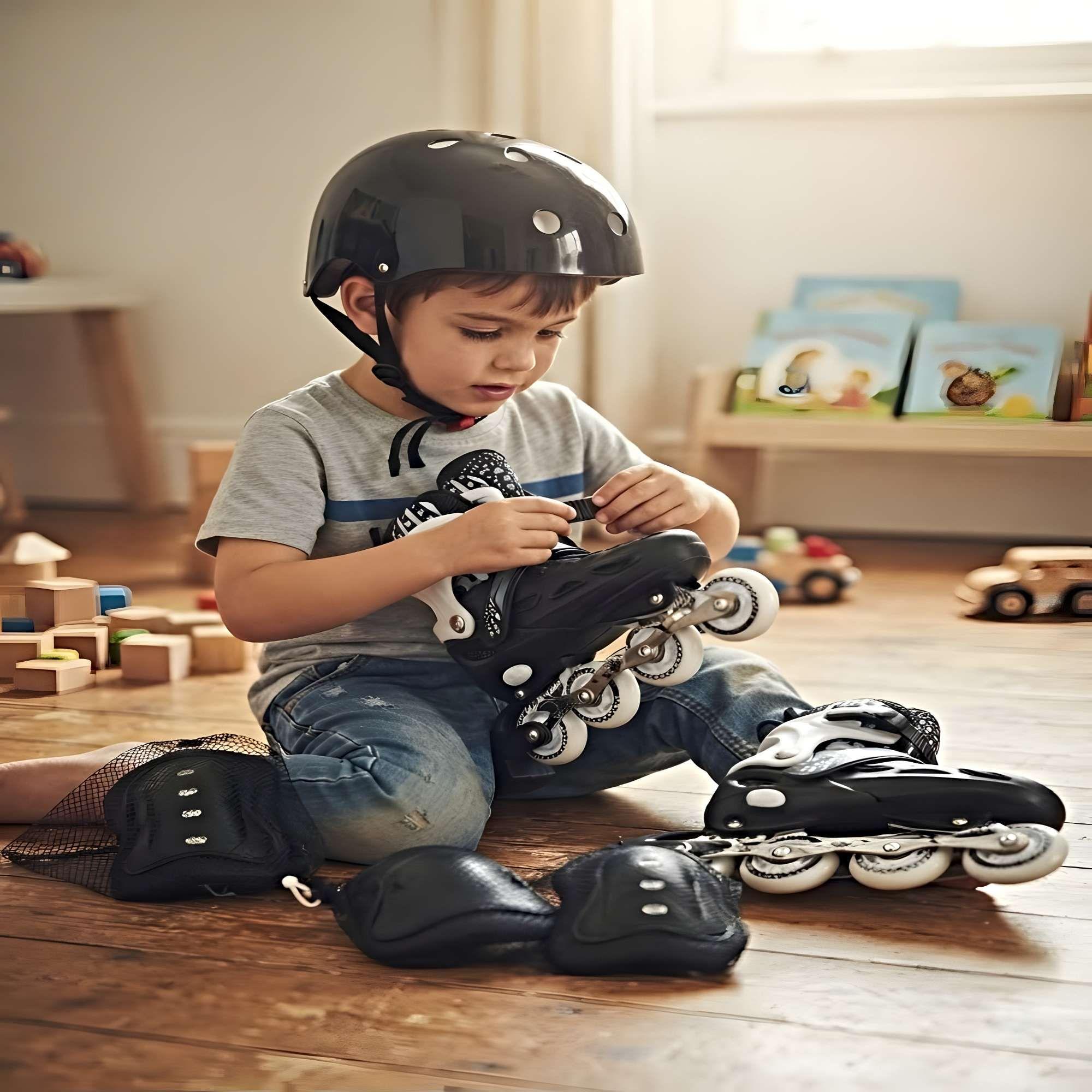 KIT  DE PATINES CON CASCO Y PROTECCIONES TALLA M (35-38) NEGRO-3