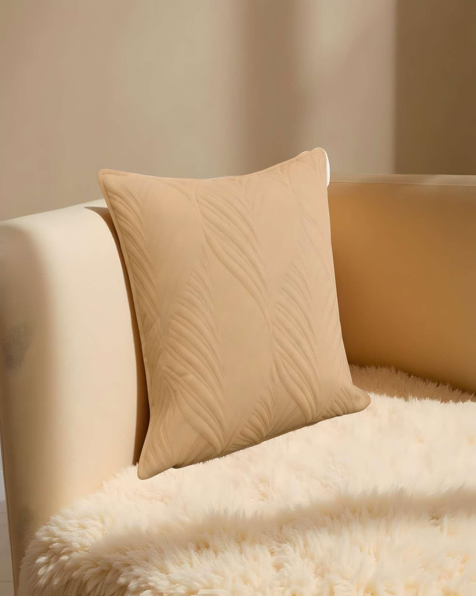 PACK DE 2 FUNDAS DE COJIN SERIE HOJAS 45X45 CM CAFÉ-3