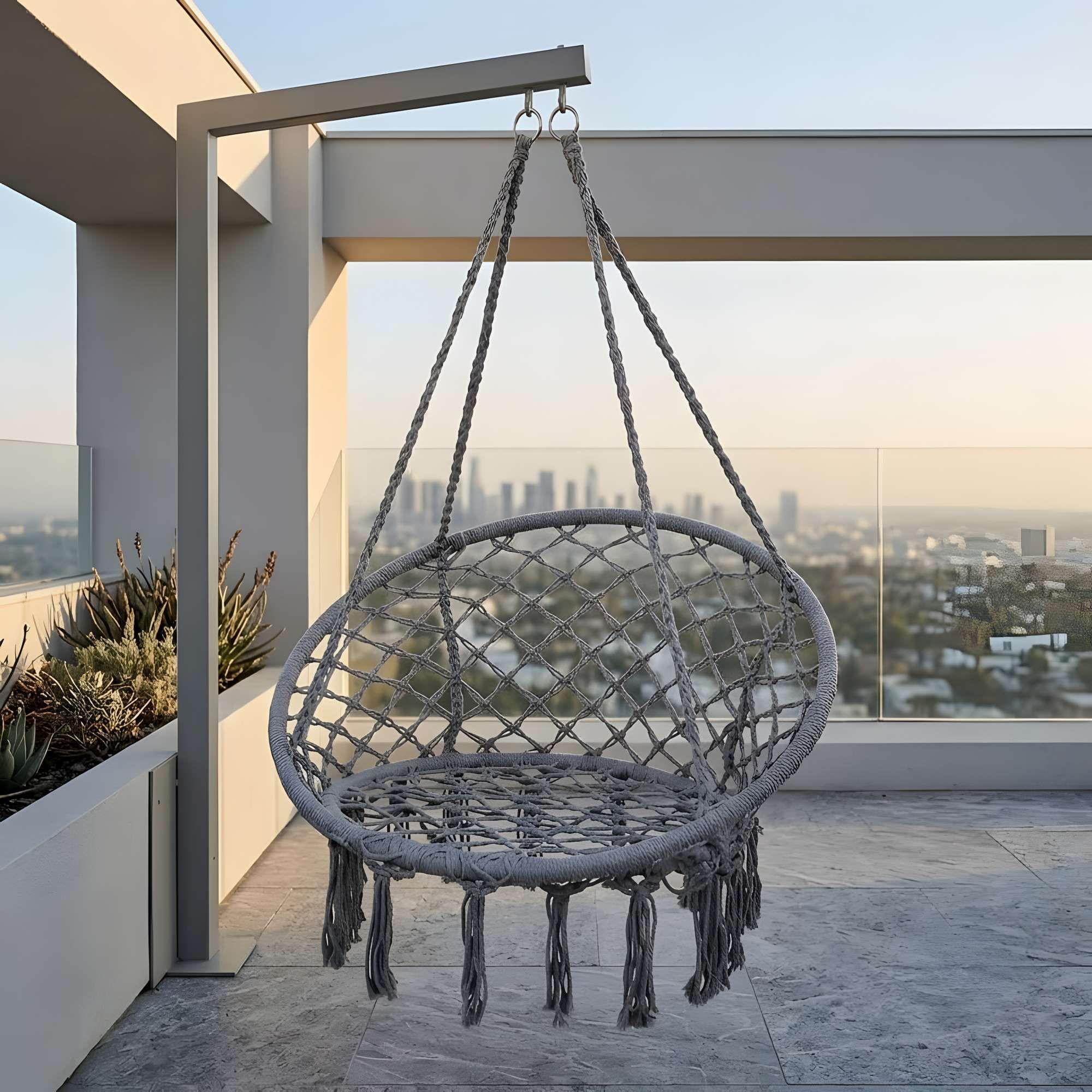 SILLA HAMACA COLGANTE TIPO COLUMPIO COLOR GRIS-2