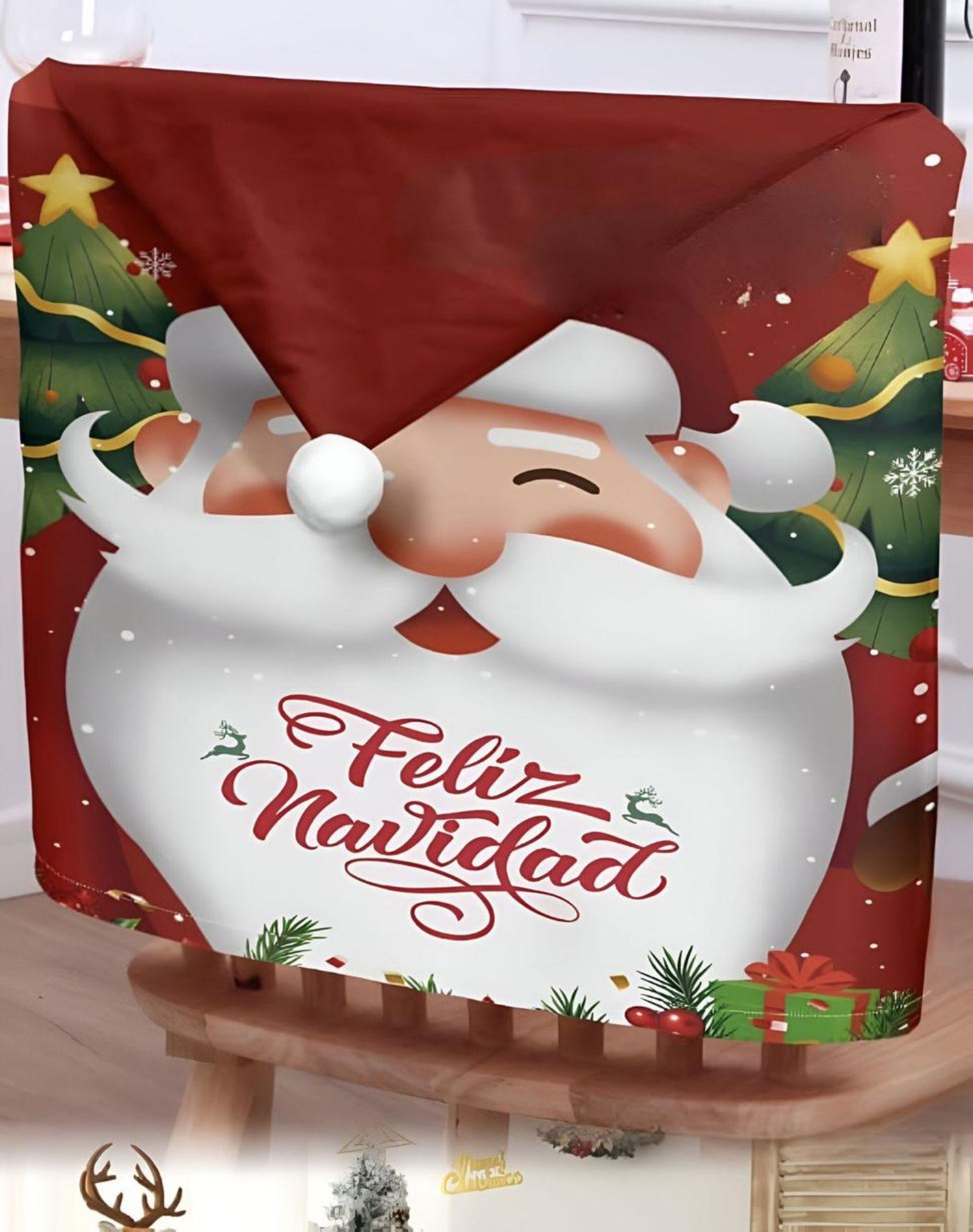 Pack 6 fundas de respaldo de sillas navidad con pompón 25n4-2