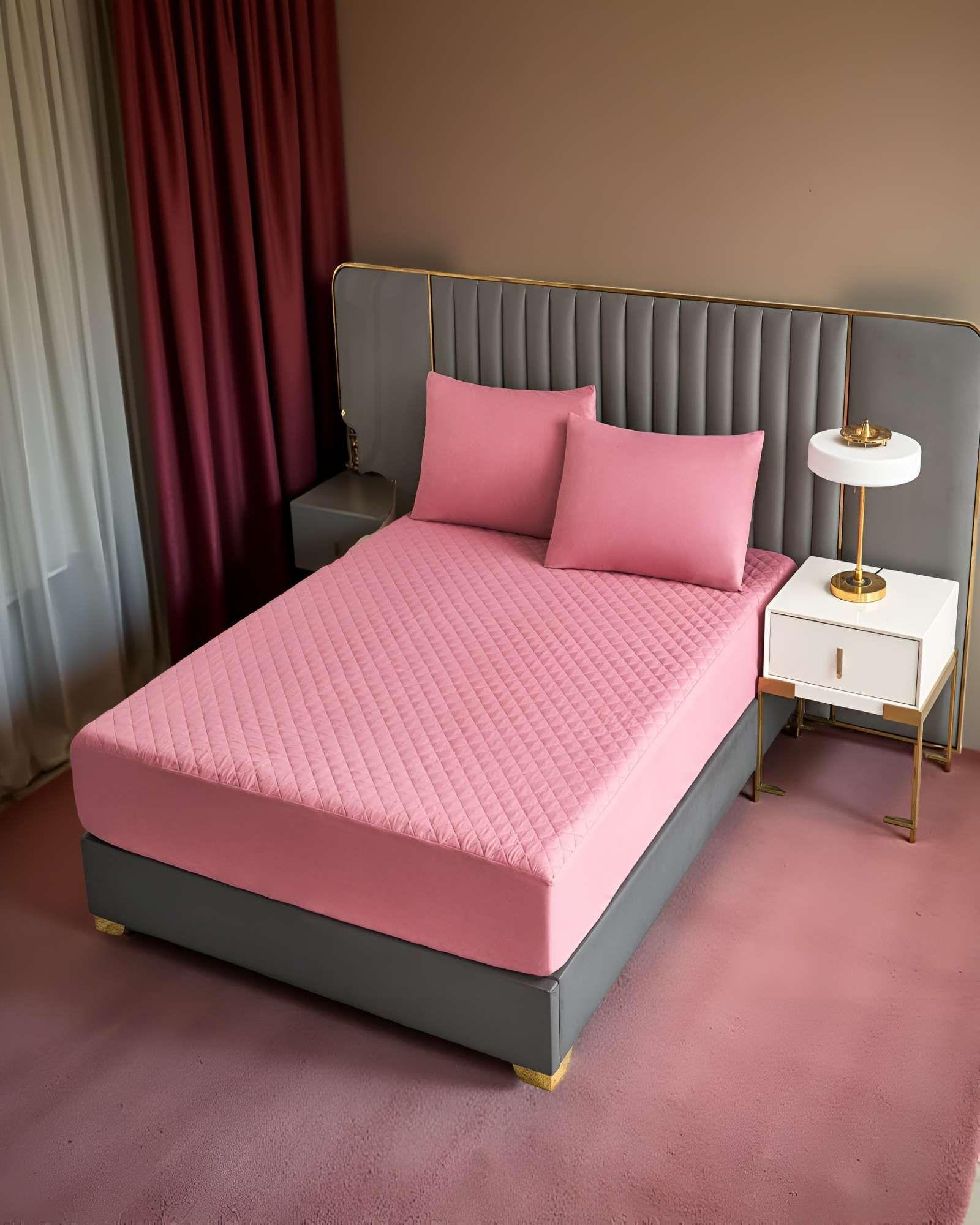 CUBRECOLCHON IMPERMEABLE 2 PLAZAS ROSA-2