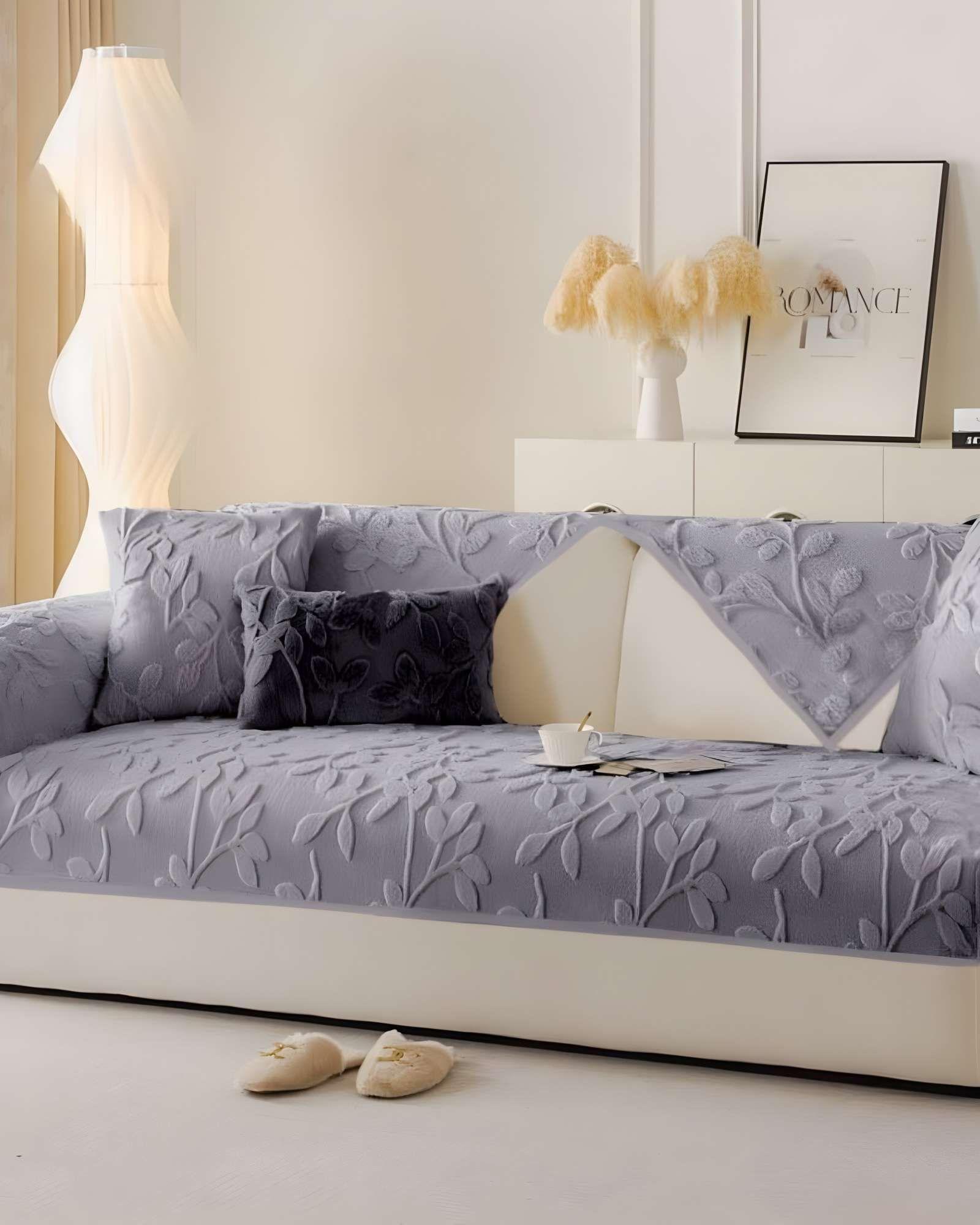 PACK DE 5 FUNDAS PARA SOFA CON DISEÑO H4 GRIS CLARO-2