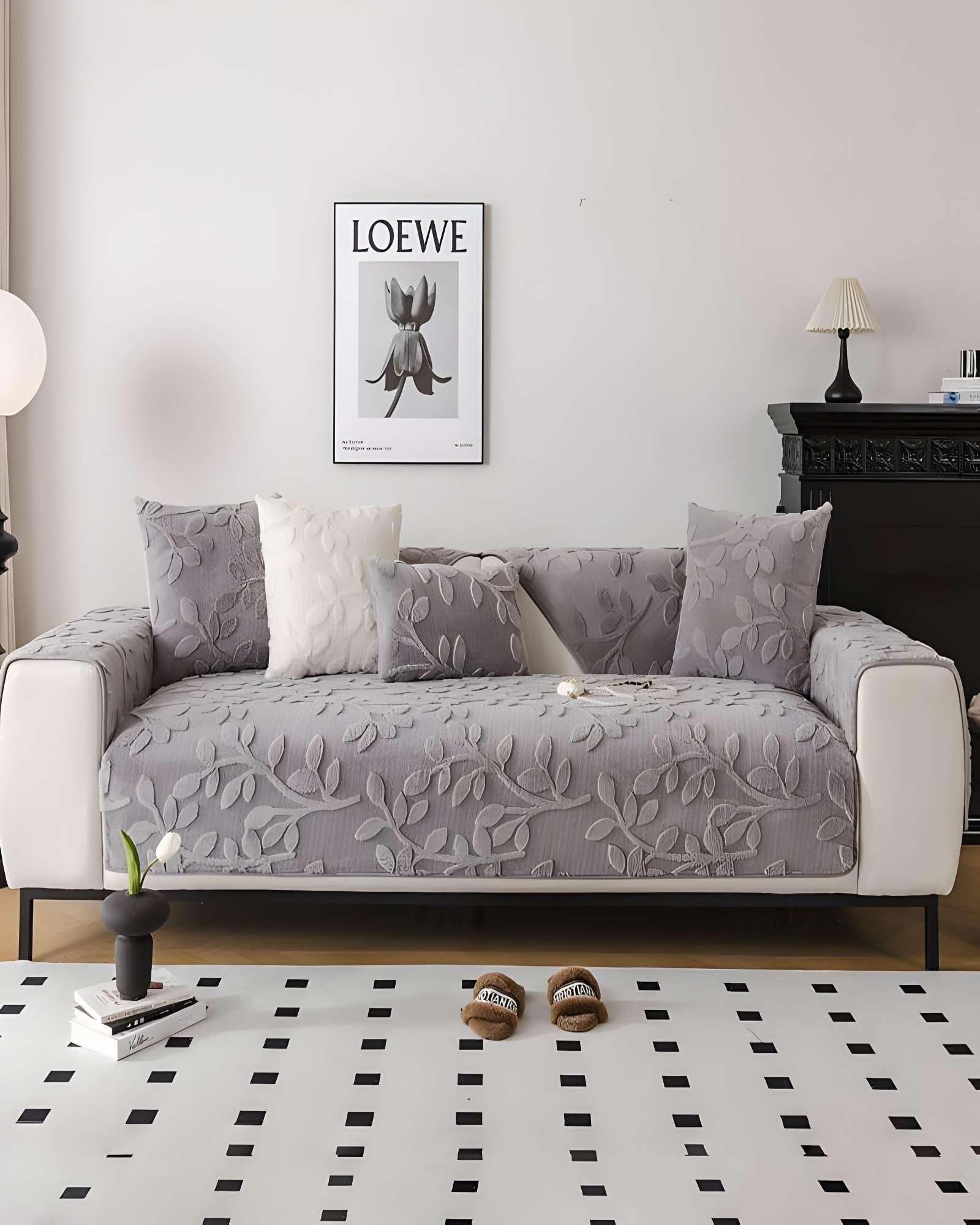PACK DE 5 FUNDAS PARA SOFA CON DISEÑO H4 GRIS CLARO-3