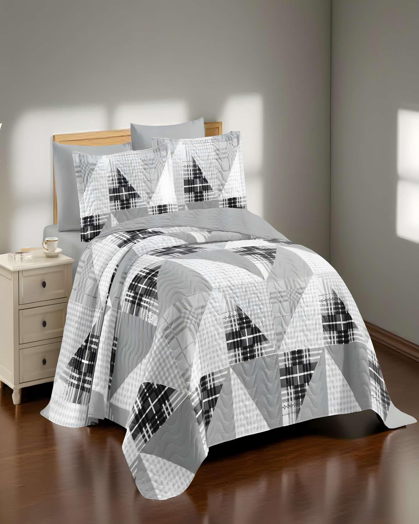 CUBRECAMA QUILT DE VERANO PLAZA Y MEDIA GRIS 02-2