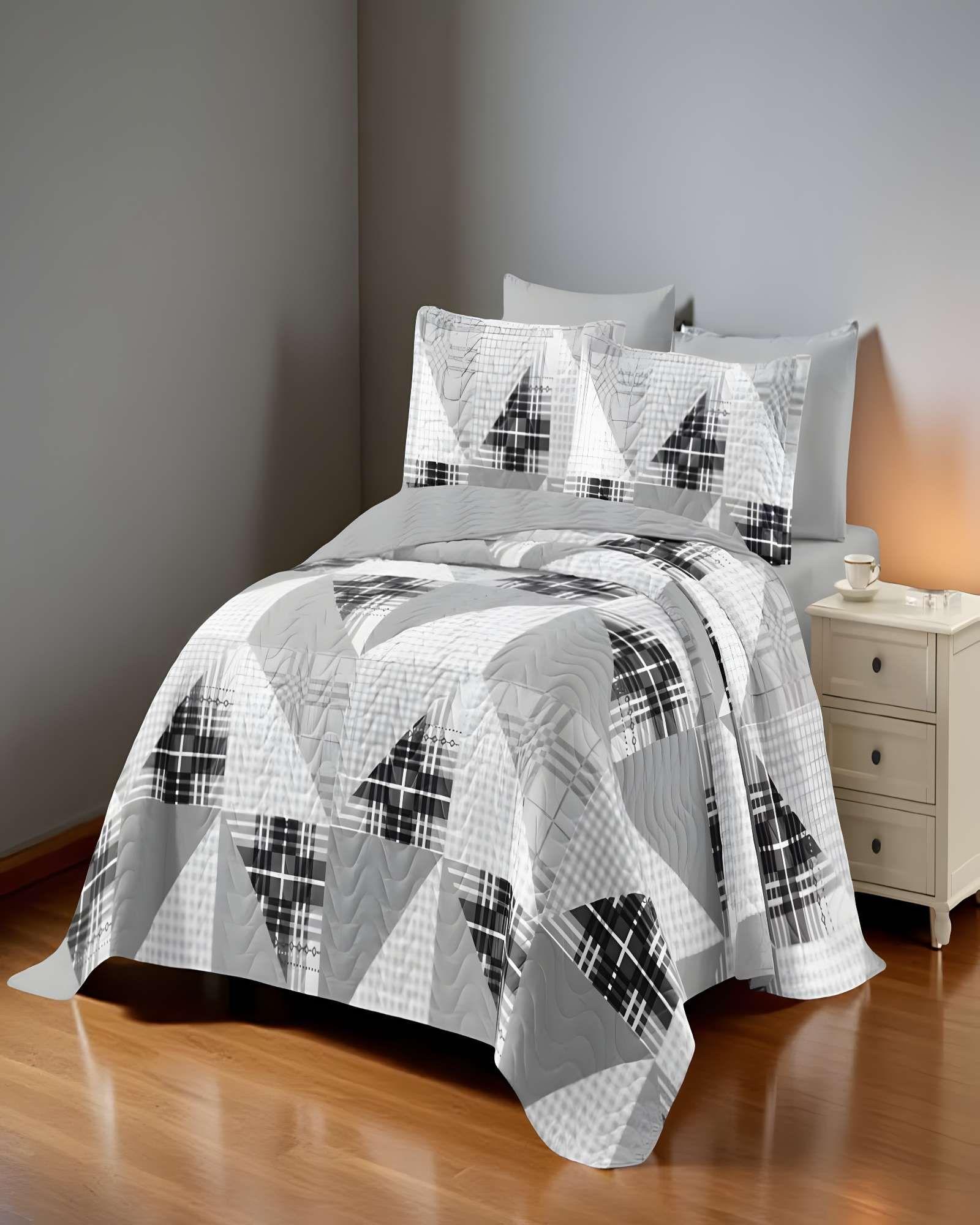 CUBRECAMA QUILT DE VERANO PLAZA Y MEDIA GRIS 02-3