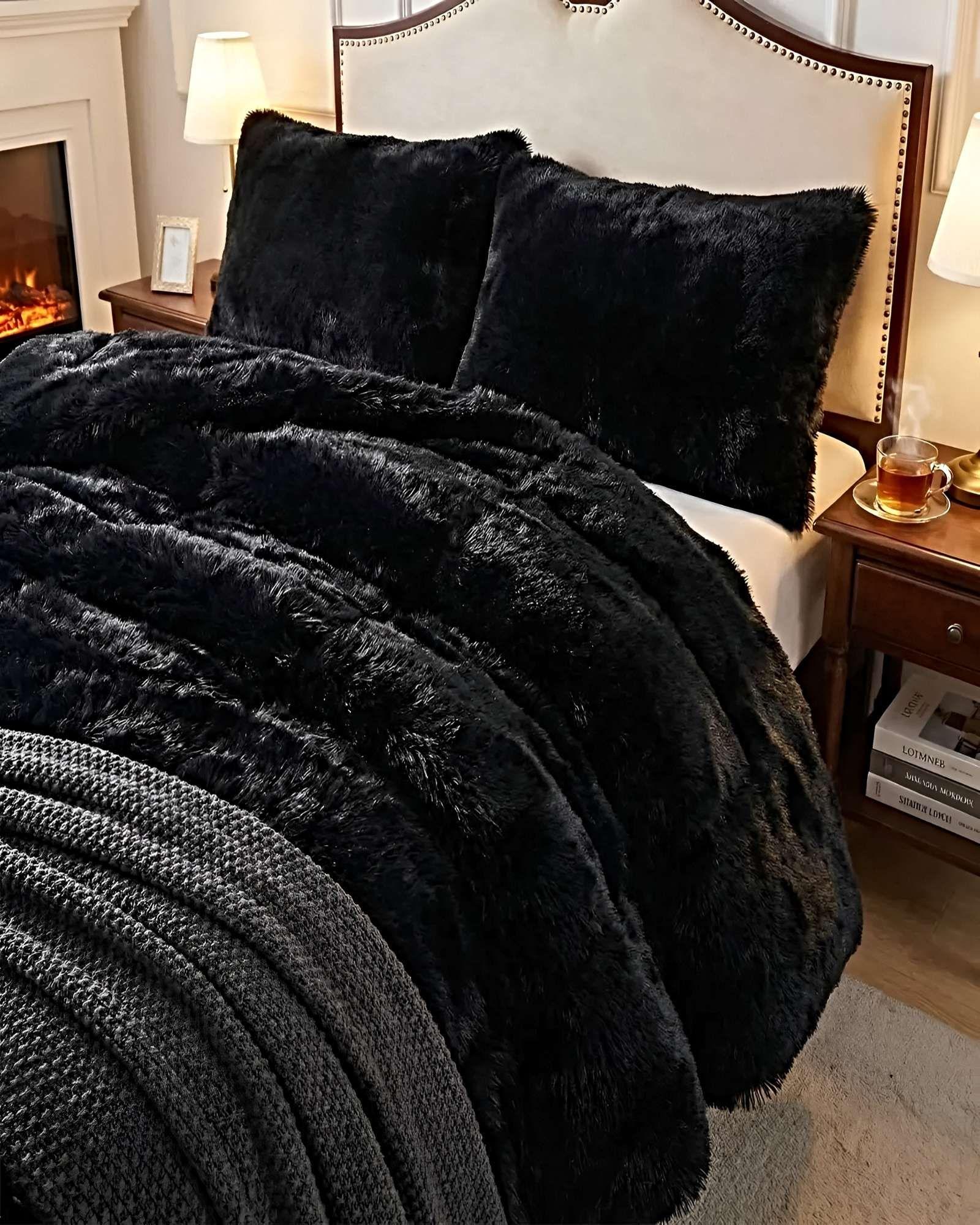 COBERTOR DE INVIERNO PELUDO KING 250X270CM NEGRO-2