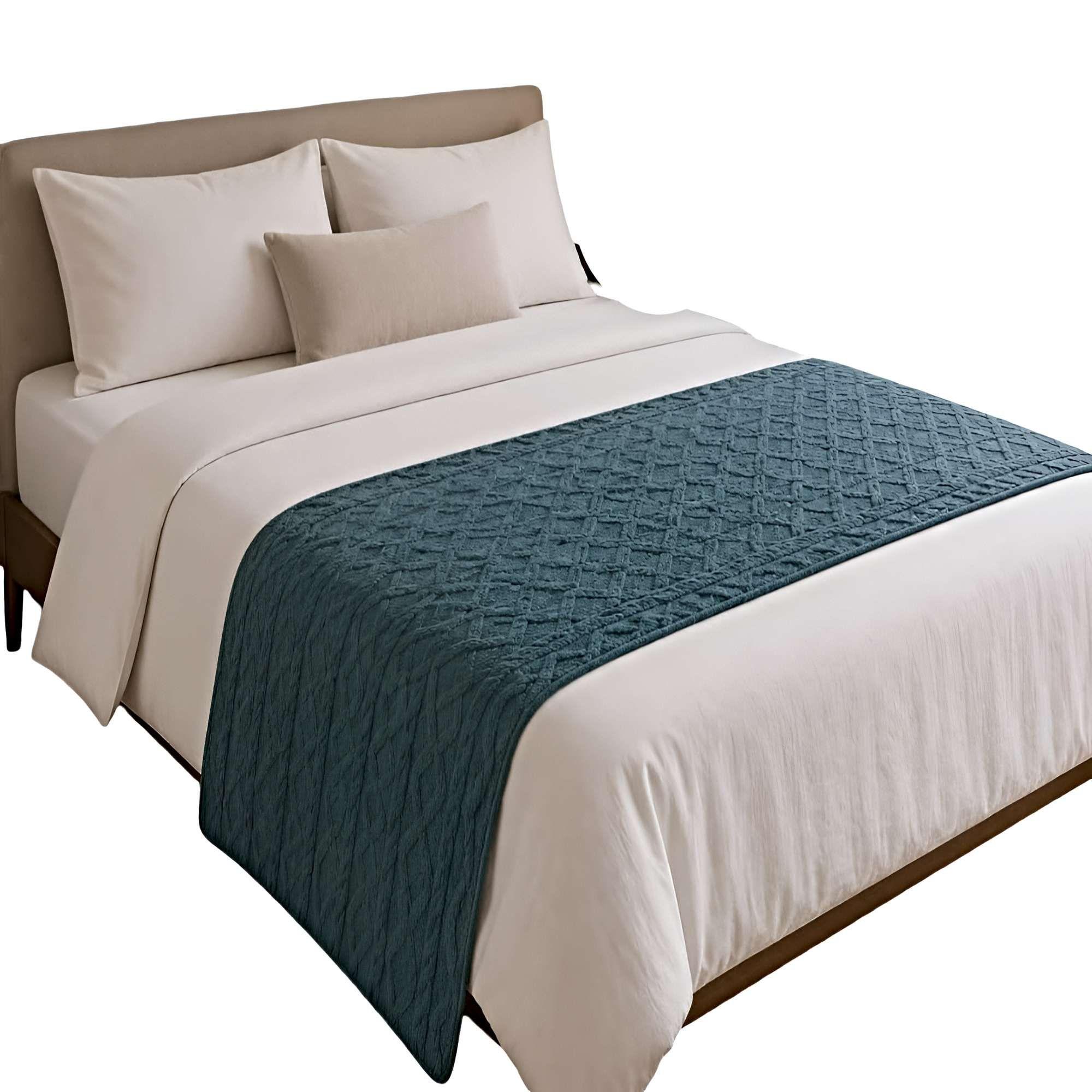 PIECERA DECORATIVA TEXTURIZADA 70X220 CM TURQUESA-2