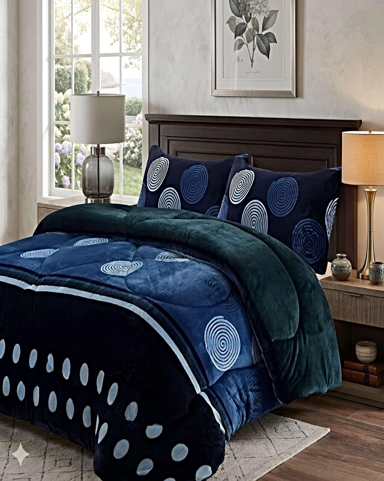 COBERTOR DE INVIERNO PLUSH KING 250X270CM AZUL-3