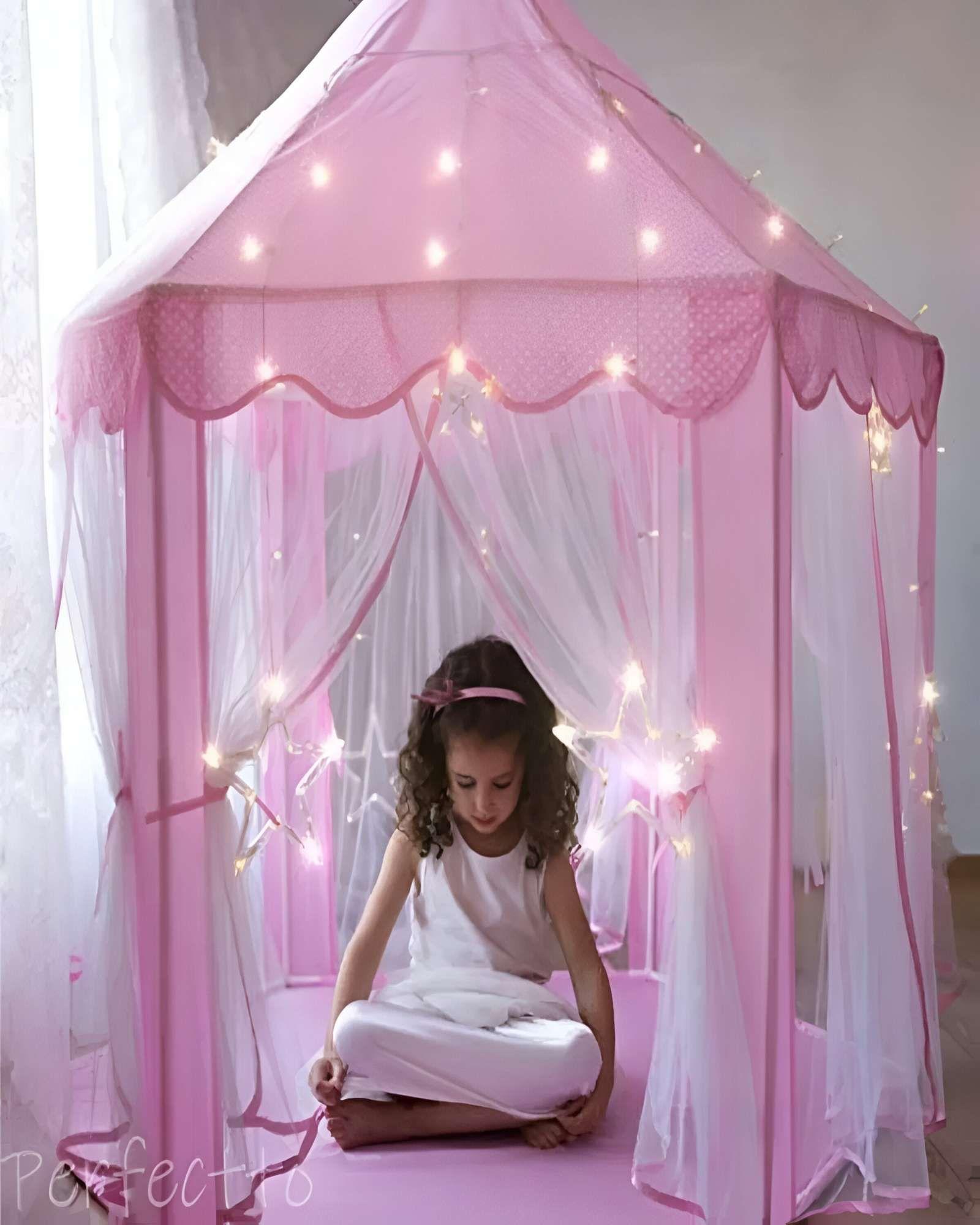 CARPA DE NIÑA CON FORMA DE CASTILLO ROSADA-2