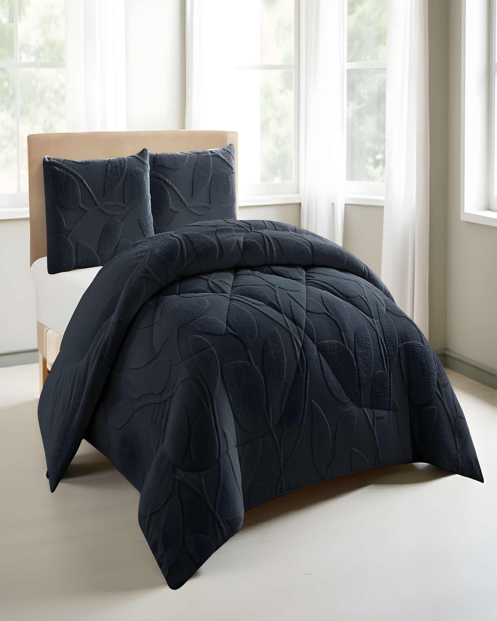 COBERTOR DE INVERNO TEXTURIZADO RY 2 PLAZAS NEGRO-3