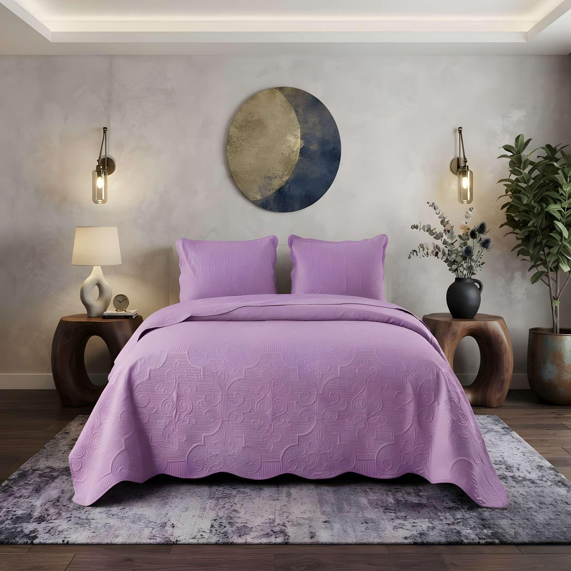 CUBRECAMA DE VERANO 1,5 PLAZA COLOR MORADO-0