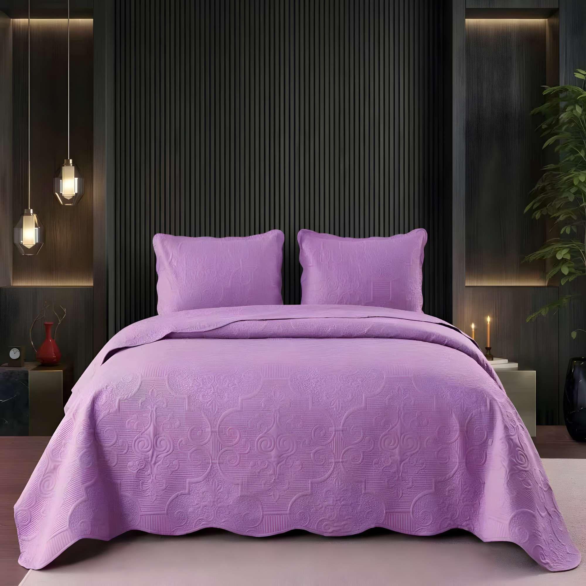 CUBRECAMA DE VERANO 1,5 PLAZA COLOR MORADO-1