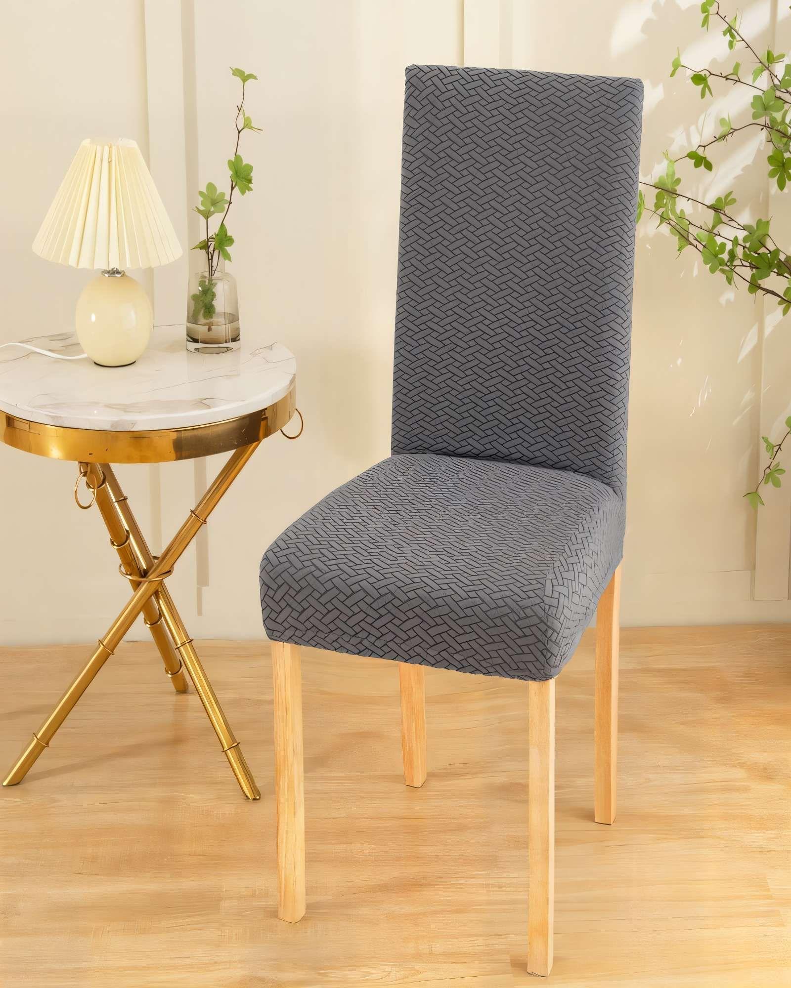 PACK DE 6 FUNDAS PARA SILLA CON DISEÑO TEXTURIZADO COLOR GRIS -2