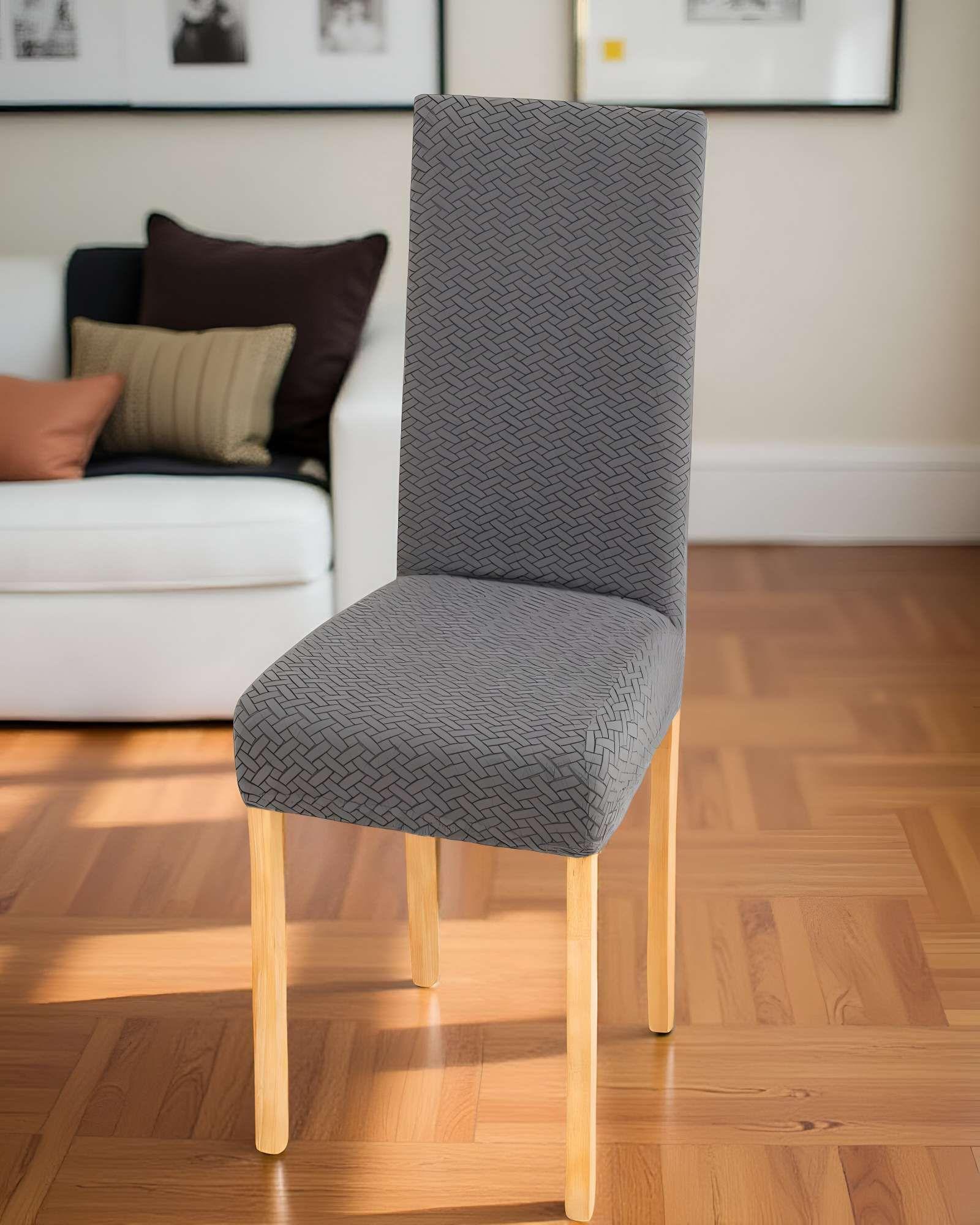 PACK DE 6 FUNDAS PARA SILLA CON DISEÑO TEXTURIZADO COLOR GRIS -3