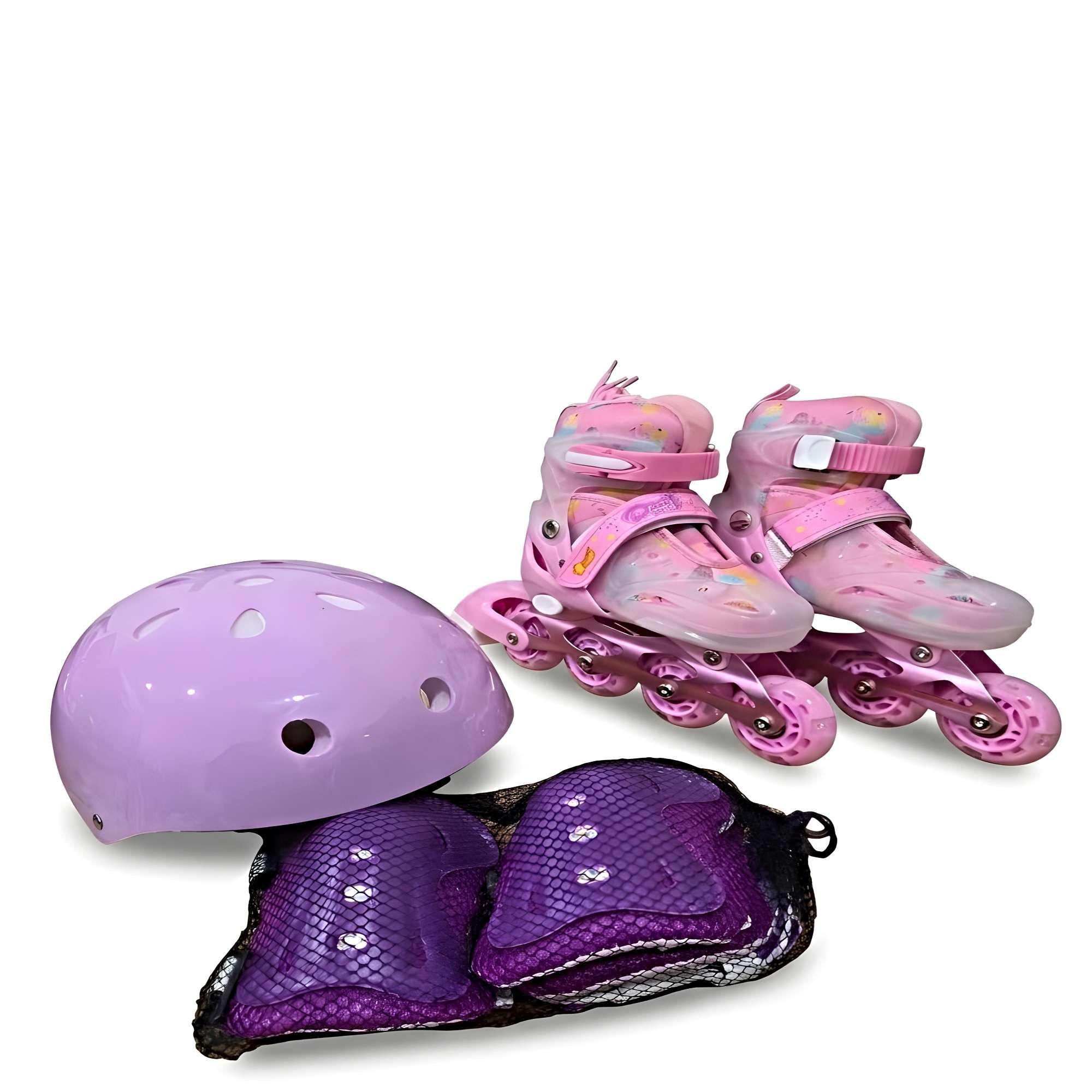 KIT  DE PATINES CON CASCO Y PROTECCIONES TALLA S (26-32) ROSADO-2