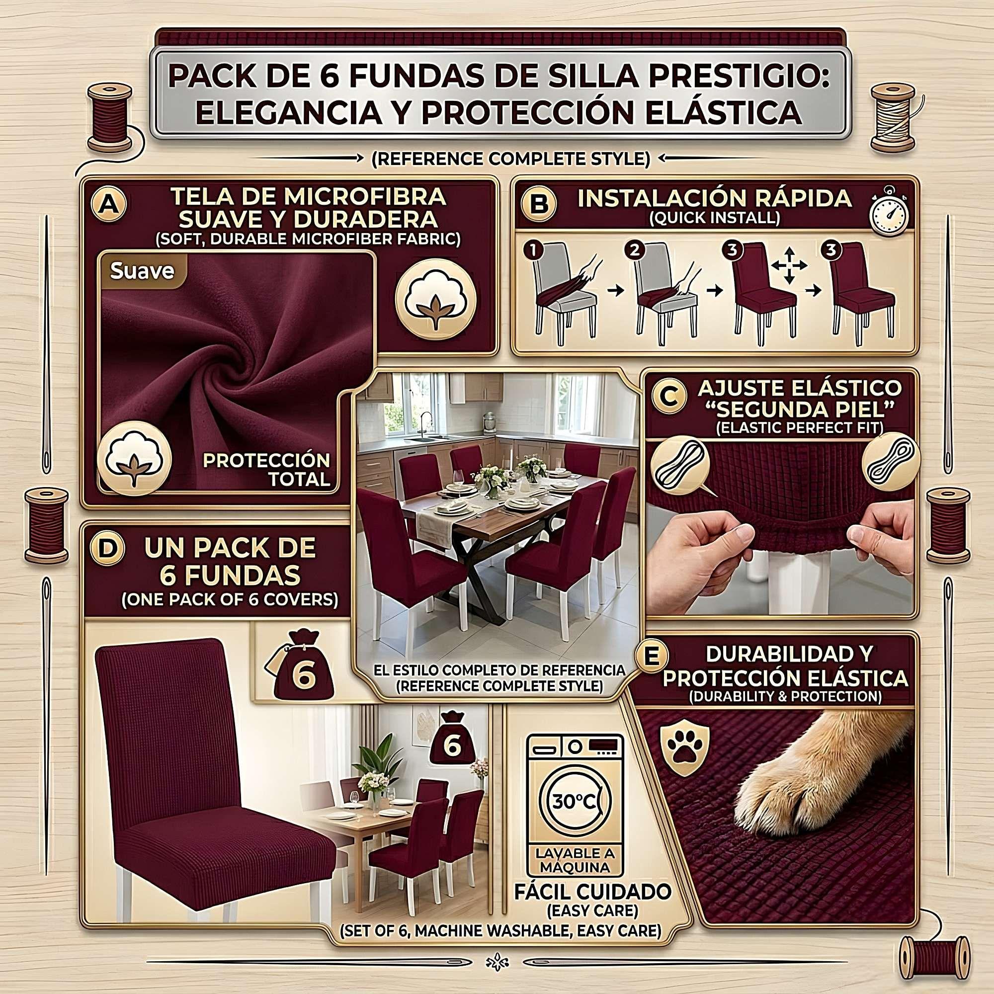 PACK DE 6 FUNDAS DE SILLAS F21-1
