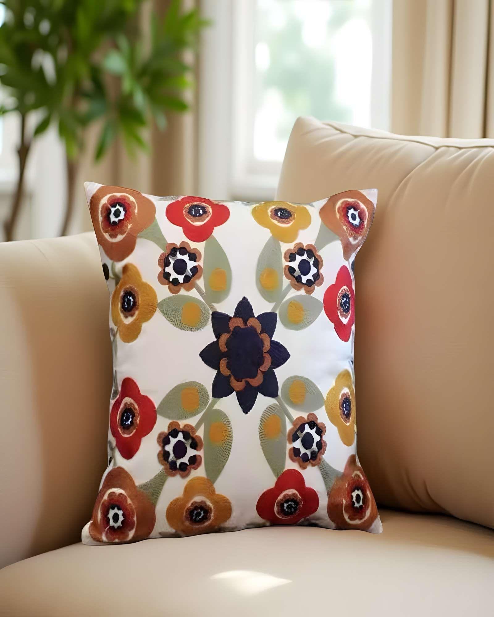 PACK DE 4 FUNDAS DE COJIN BORDADAS 45X45CM BLANCO 05-3