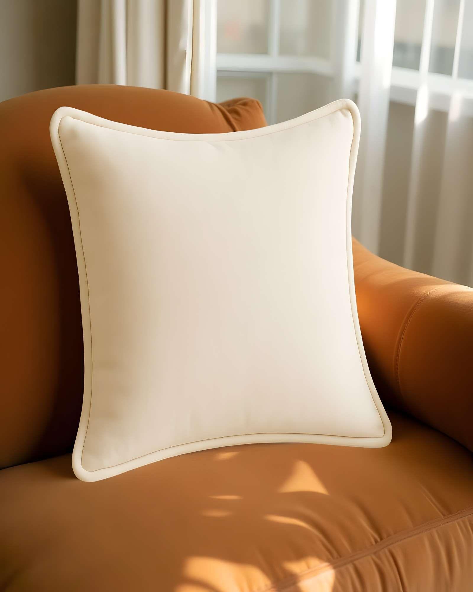 SET DE 4 FUNDAS DE COJIN LISA CON BORDE 45X45 BEIGE-2